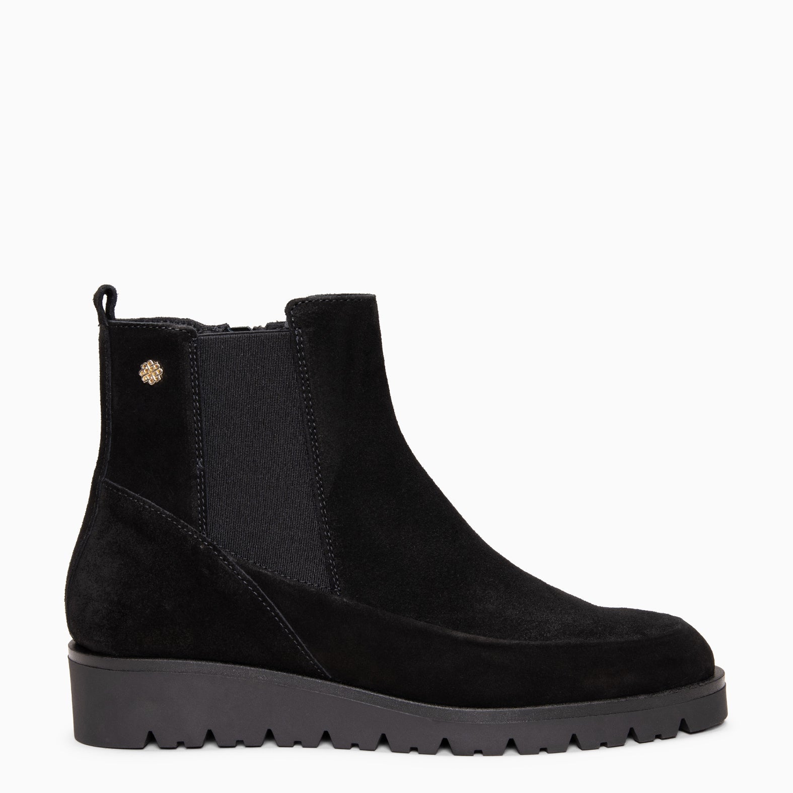 BRISTOL - Botines de ante con cuña NEGRO