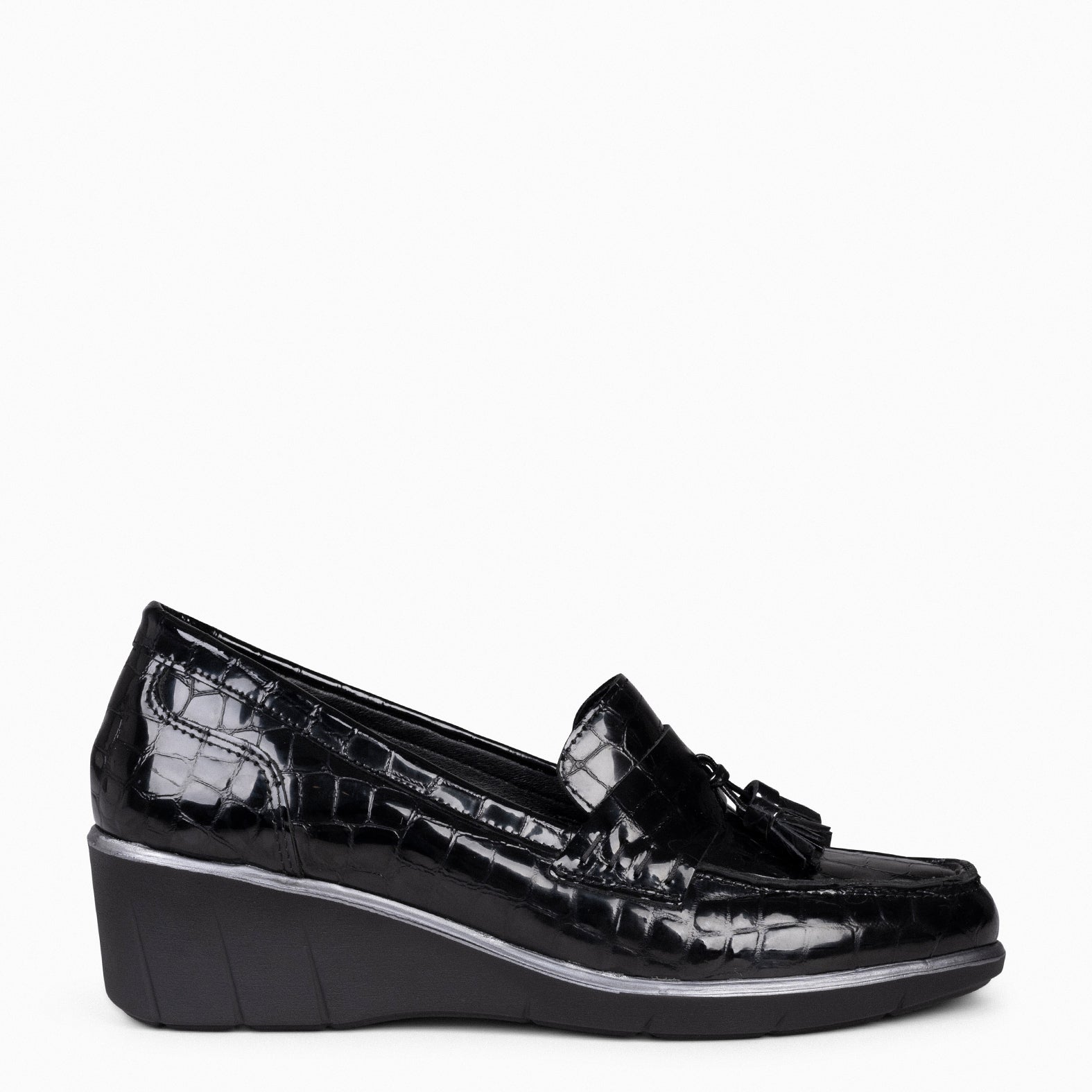 BORLAS COCO - Mocasín borlas mujer NEGRO