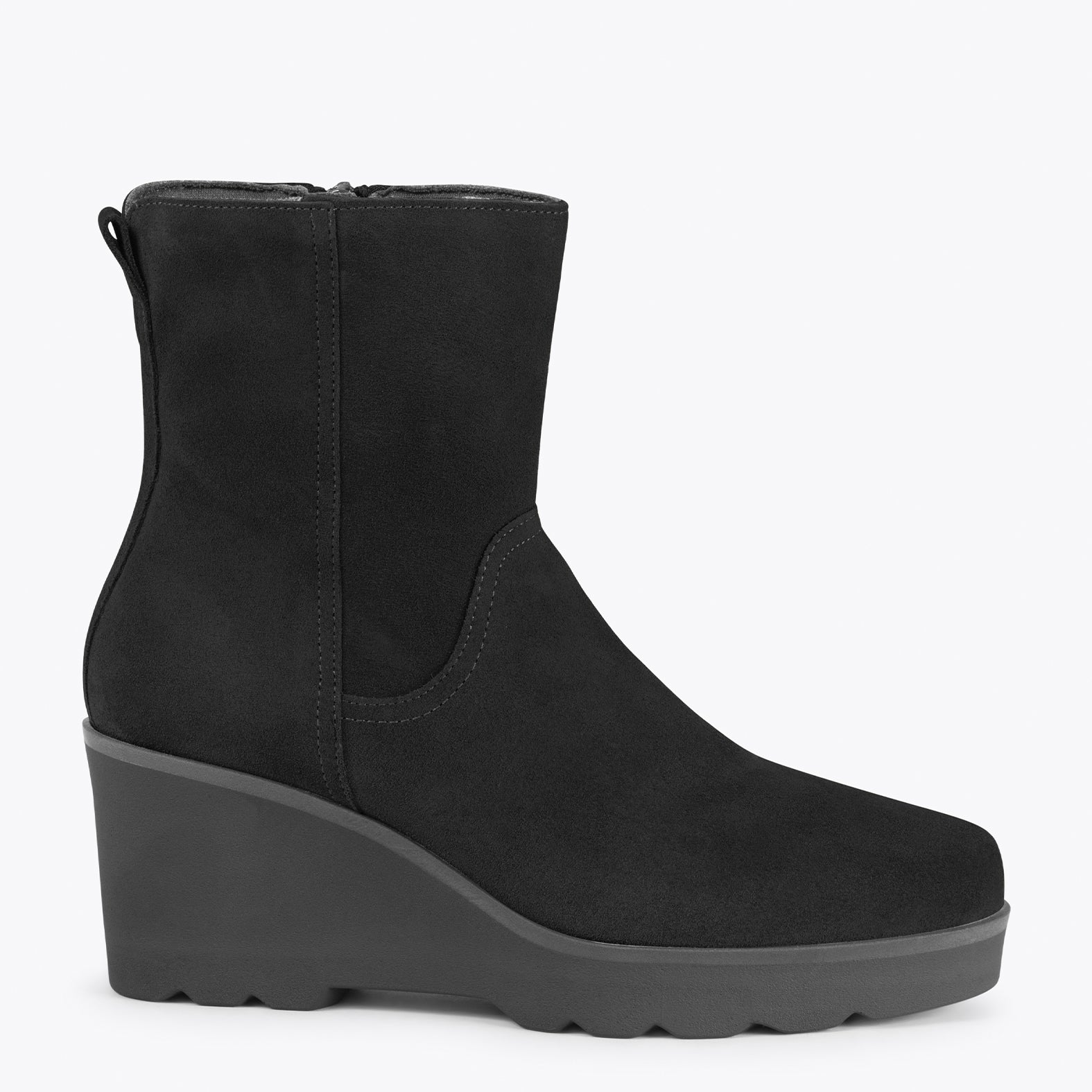 JEANS – Botines con caña media y plataforma NEGRO
