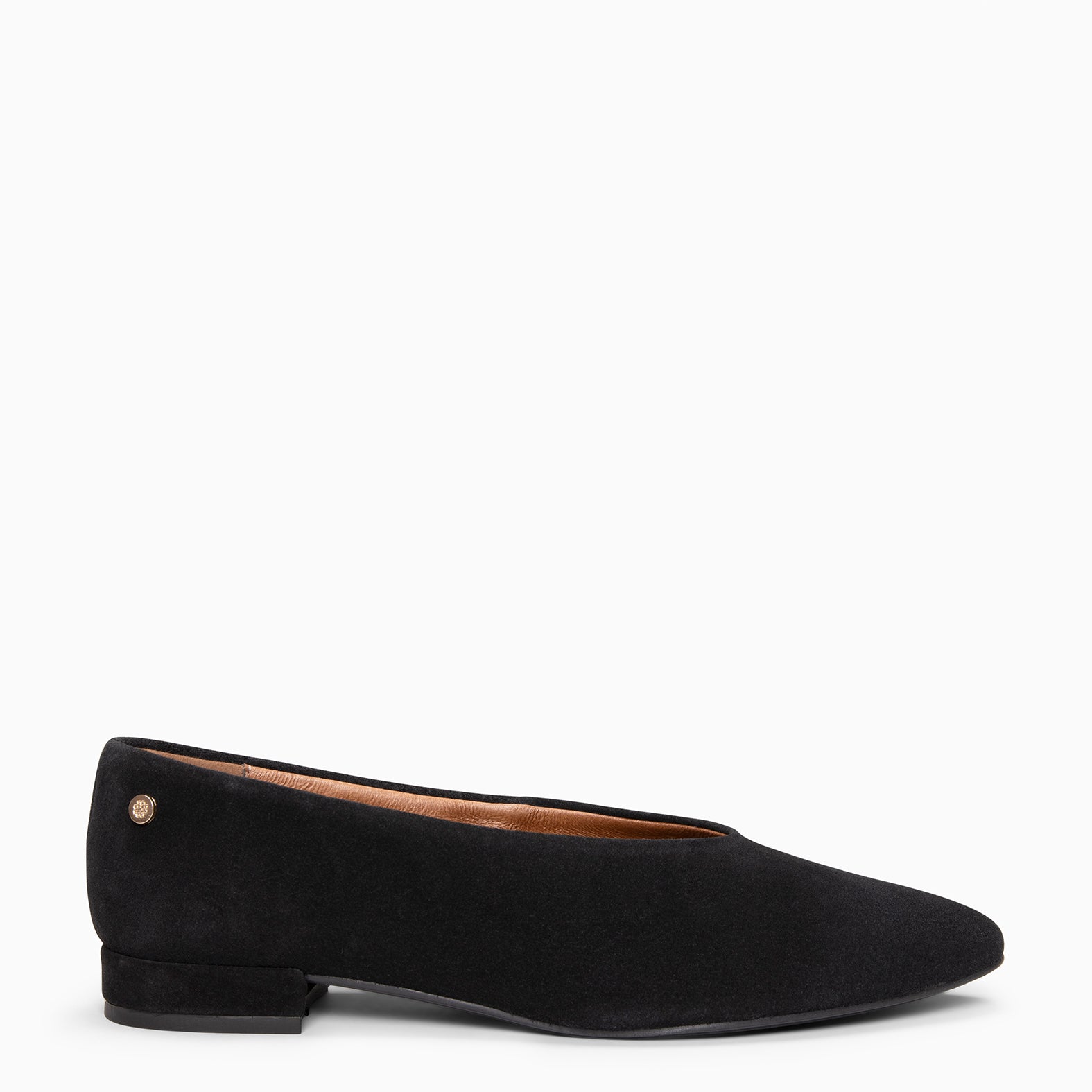 URBAN LACY - Bailarina con tacón bajo en piel de serraje NEGRO