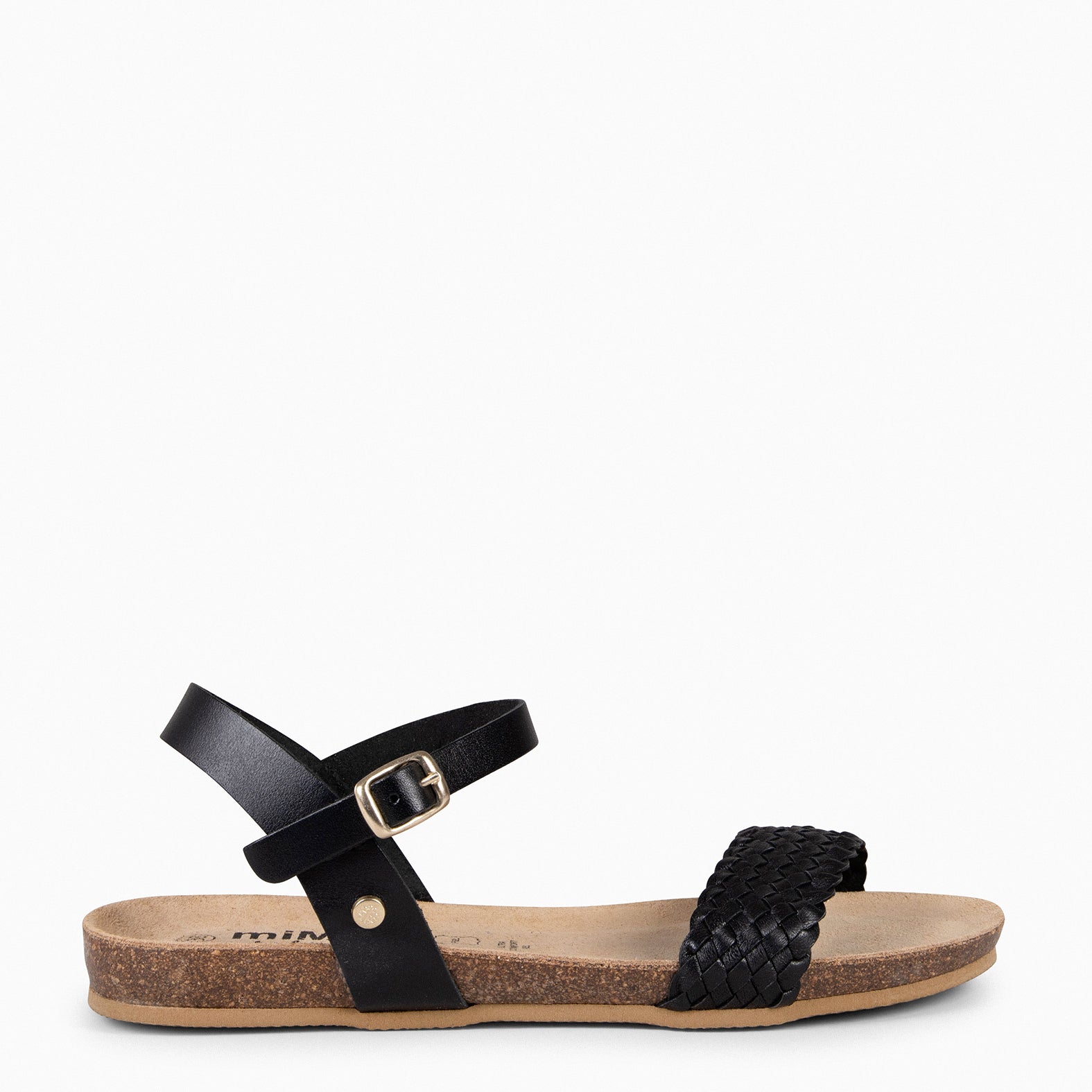 AIRE - Sandalias Planas BIO de tira Trenzada NEGRO