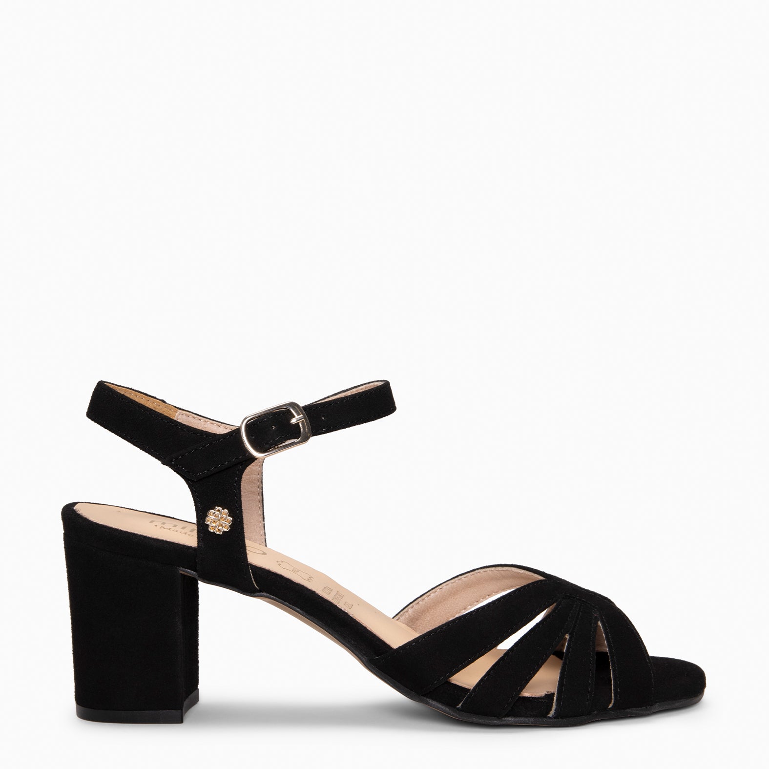 MUSA – Sandalias de Tacón ancho NEGRO