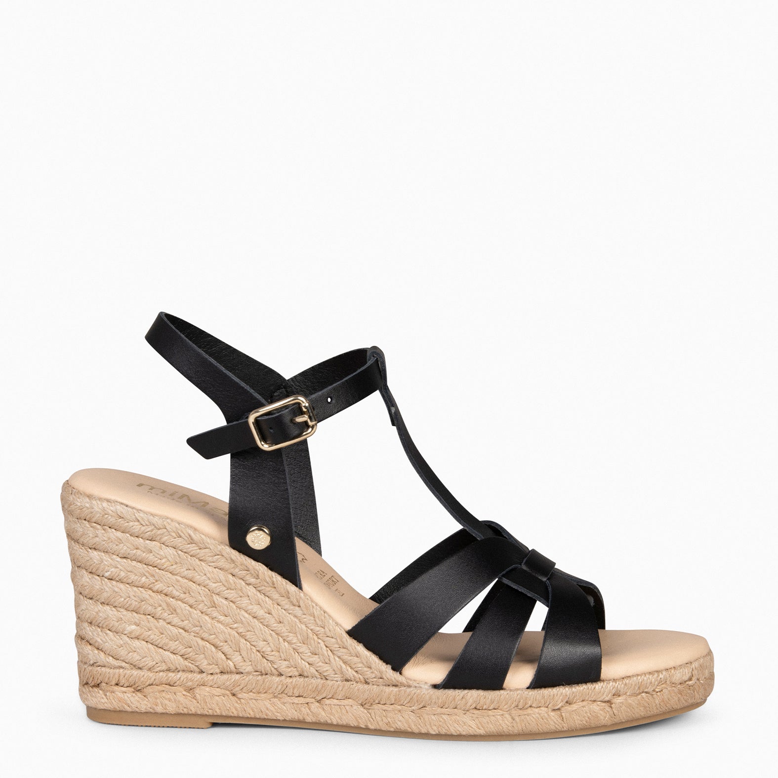 VALERIA - Sandalias de esparto con tiras NEGRO