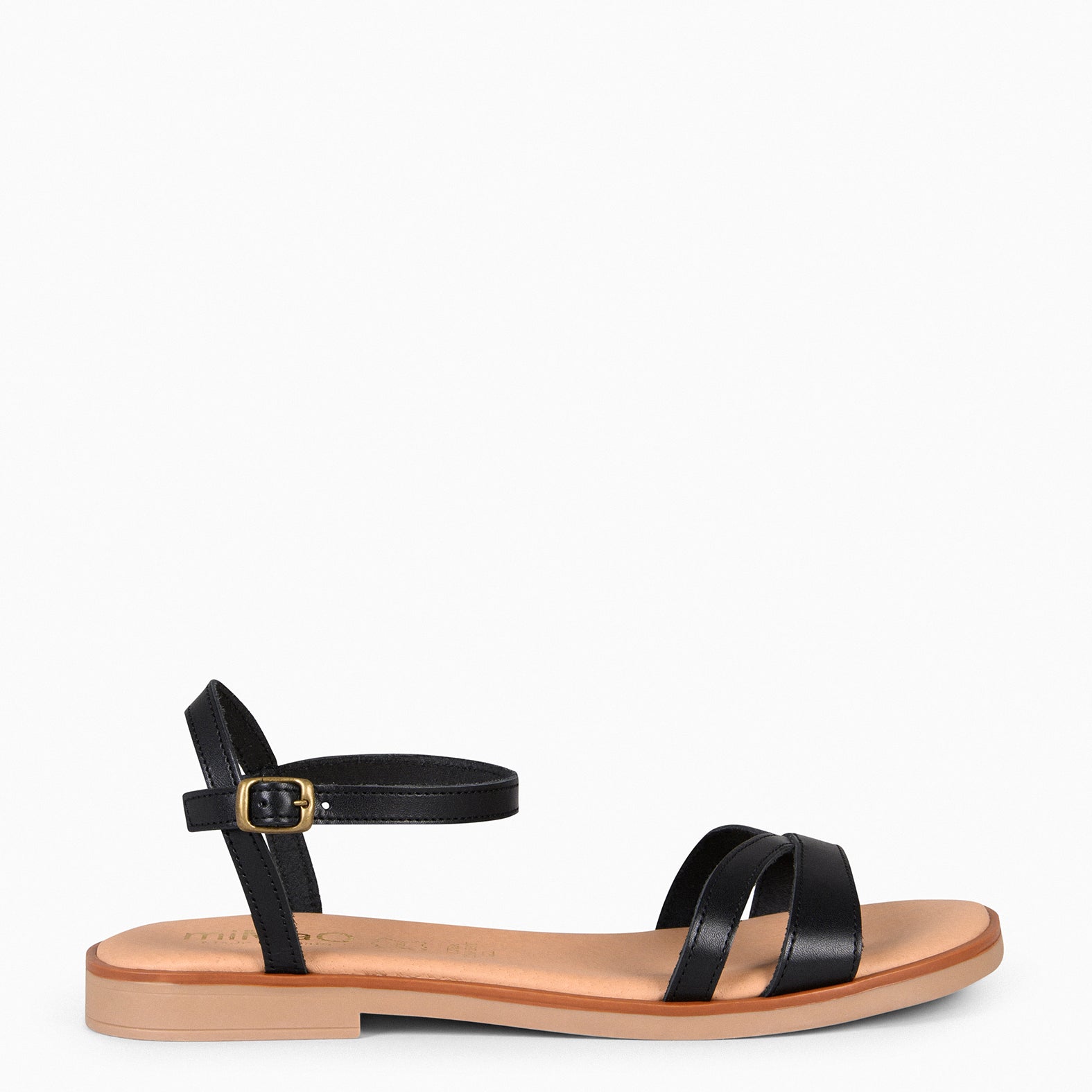 YAUNDE – Sandalias planas cómodas NEGRO