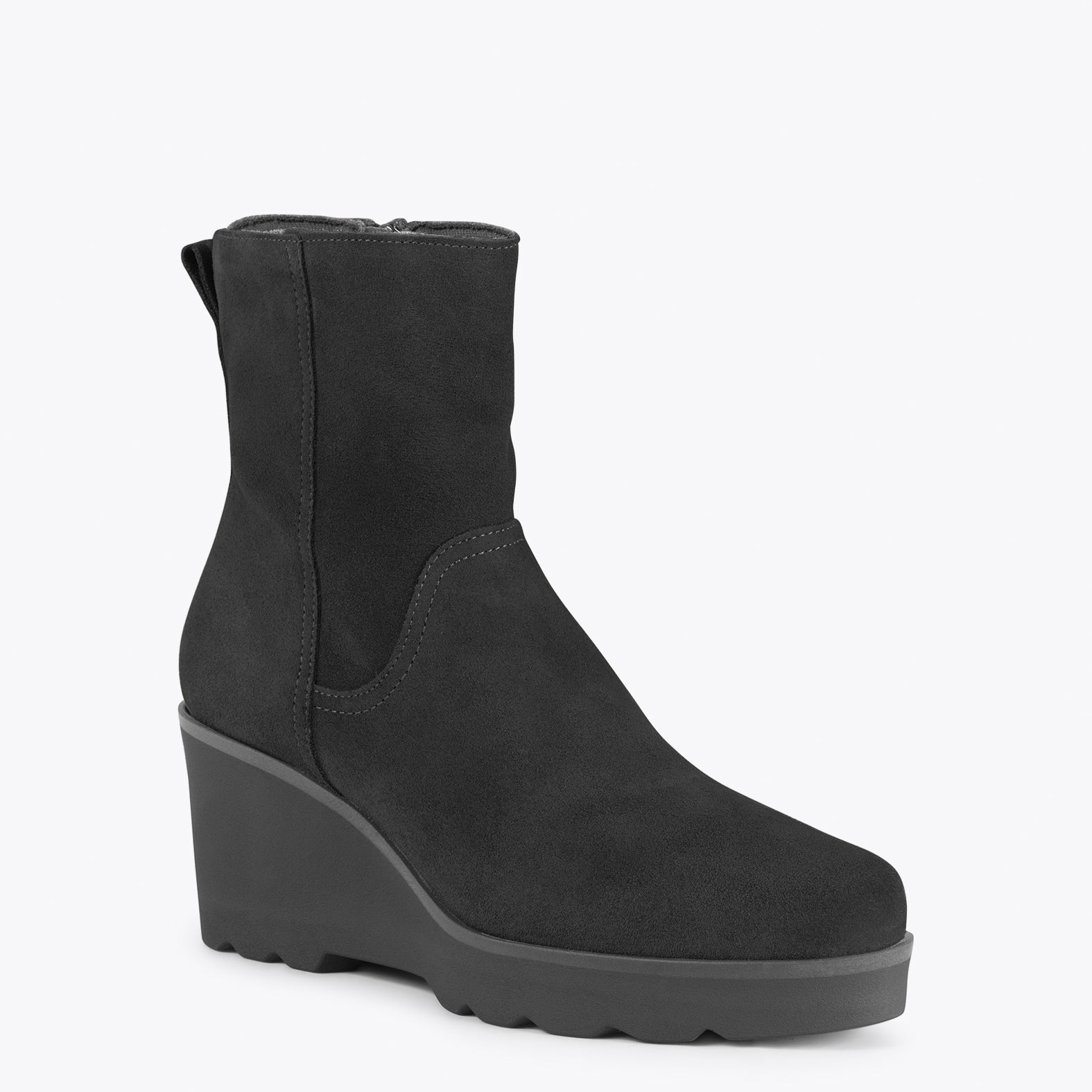 JEANS – Botines con caña media y plataforma NEGRO