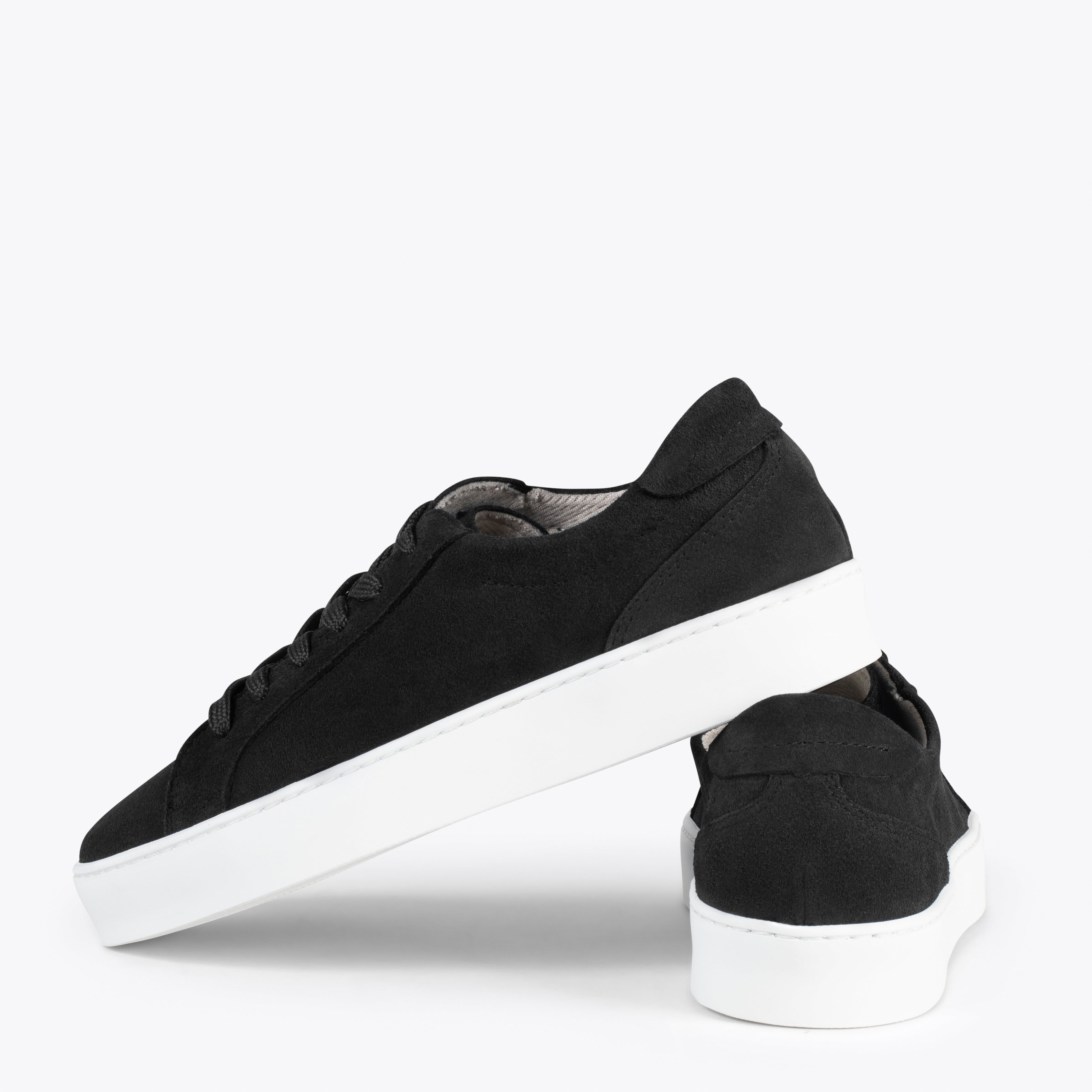 ENJOY – Sneakers de piel de serraje NEGRO