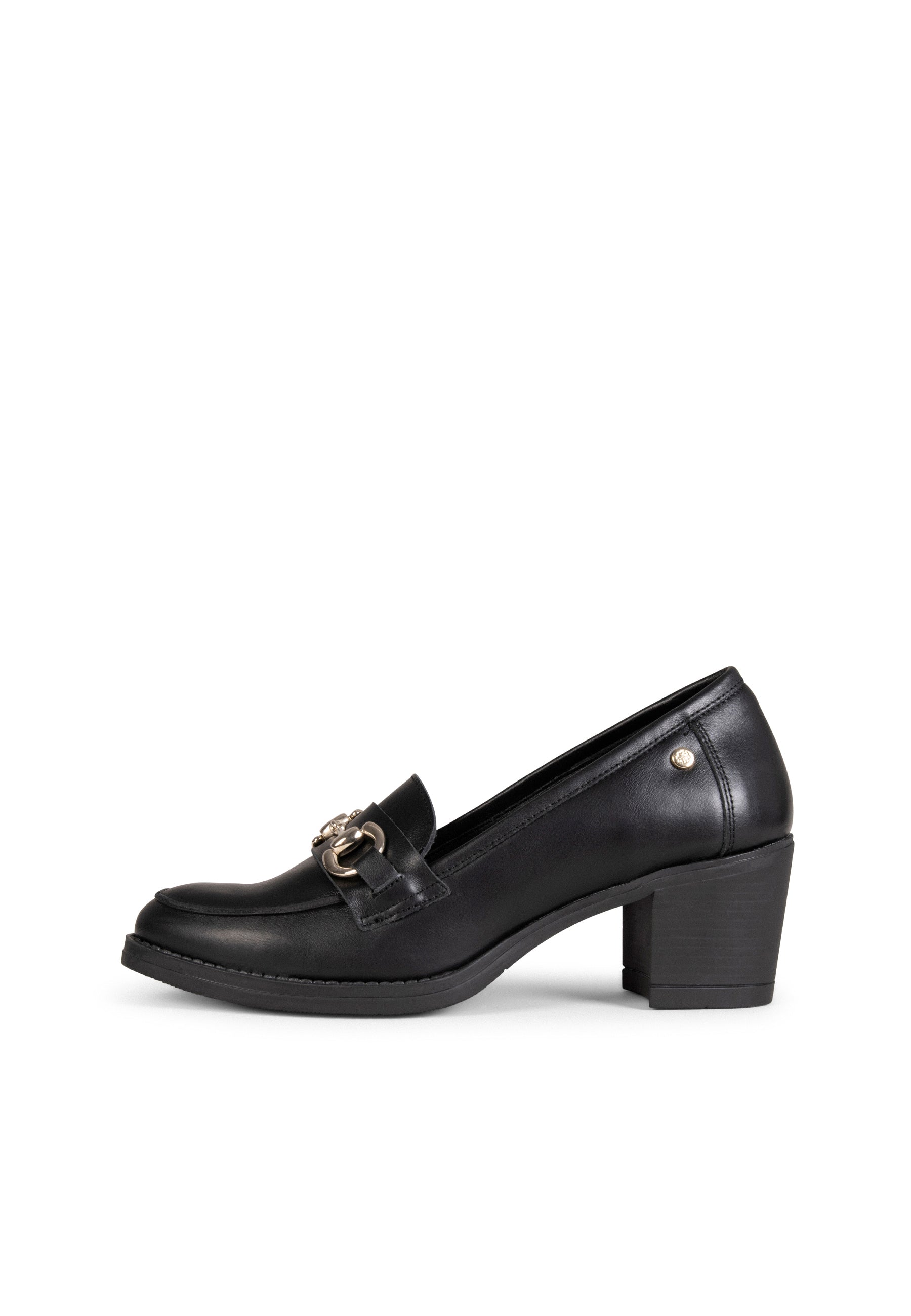FABIOLA - Mocasines con tacón de napa NEGRO