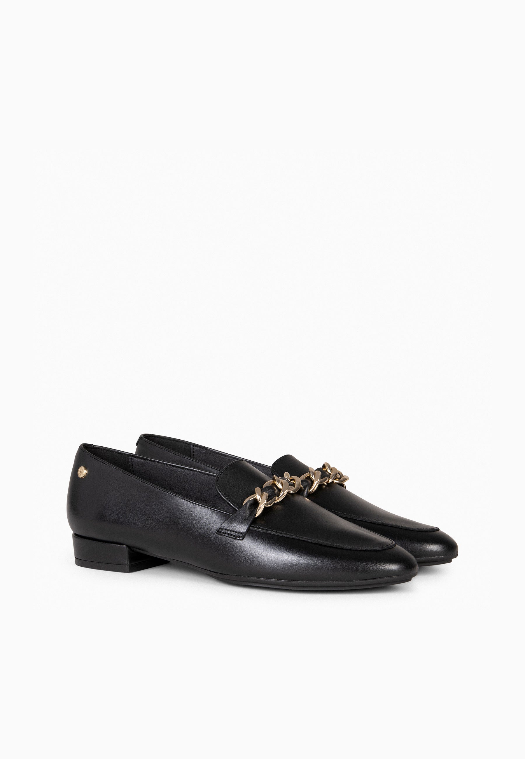 CHAIN - Mocasines planos con adorno metalizado NEGRO