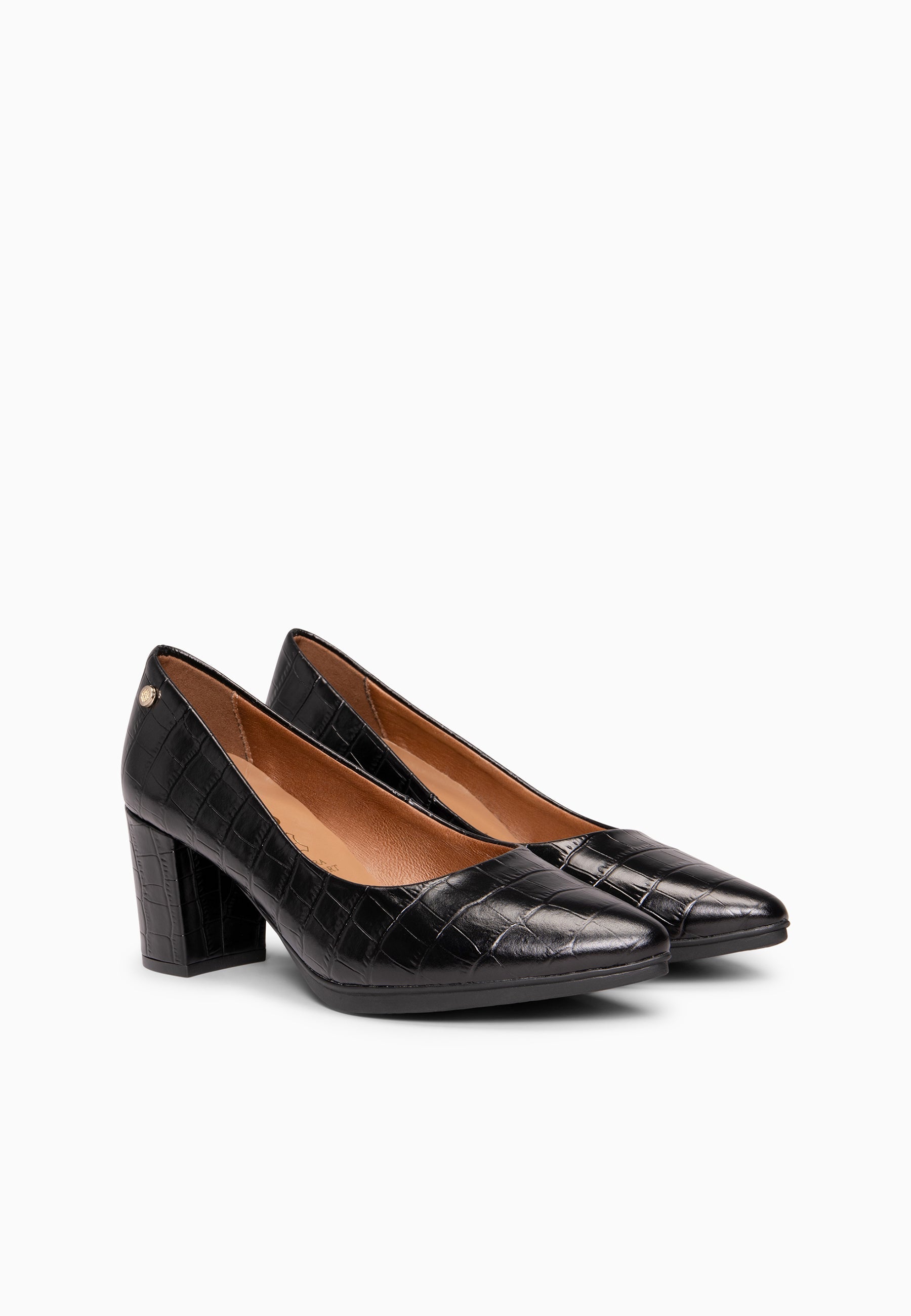 URBAN SAUVAGE S - Zapatos de tacón alto con textura napa grabada en coco NEGRO