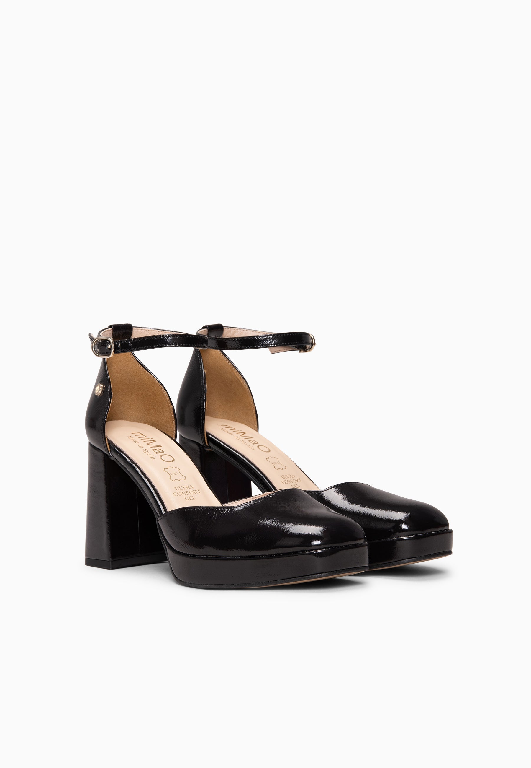 MEGAN - Zapatos con tacón ancho y plataforma NEGRO