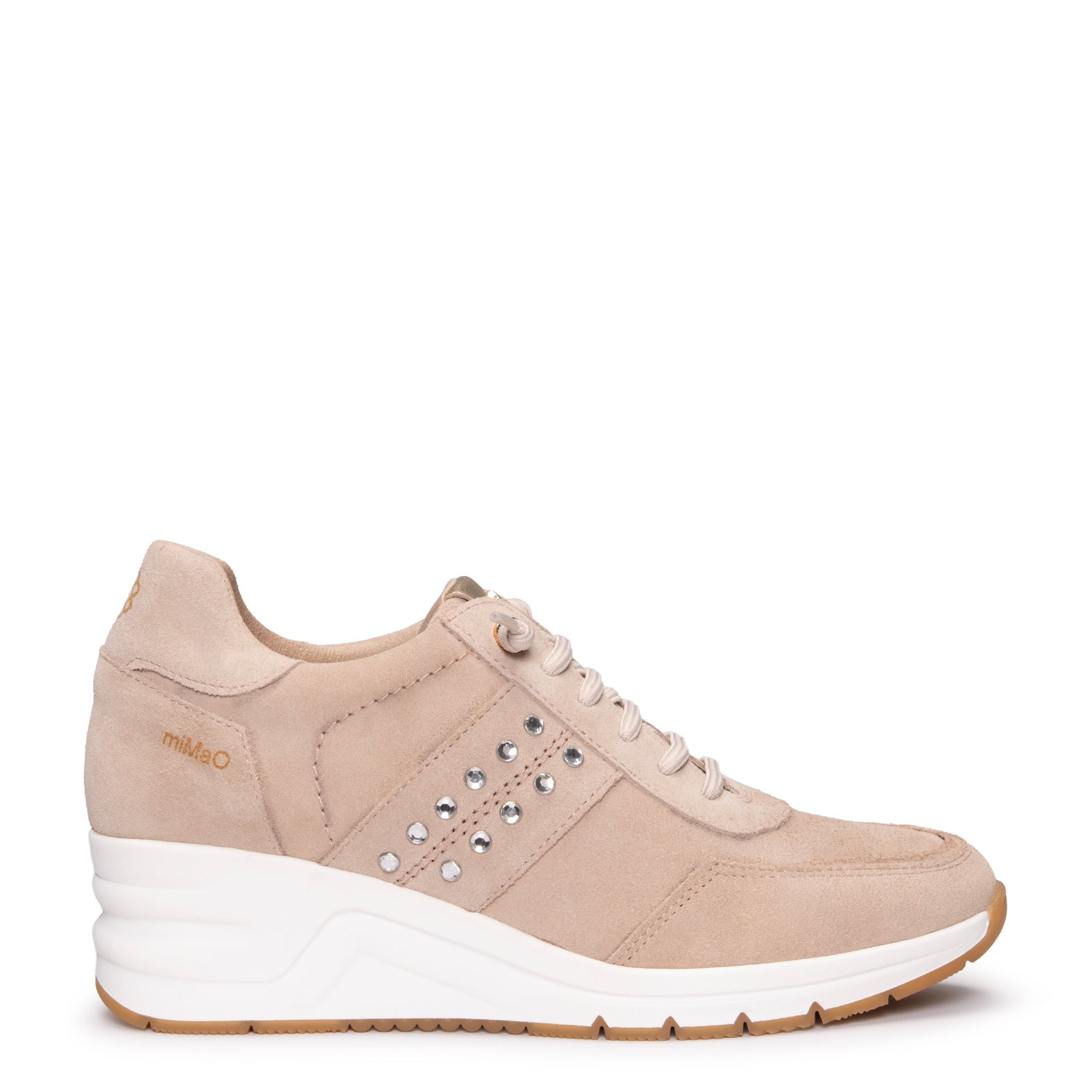 METZ - Zapatillas con cuña de ante ROSA CLARO