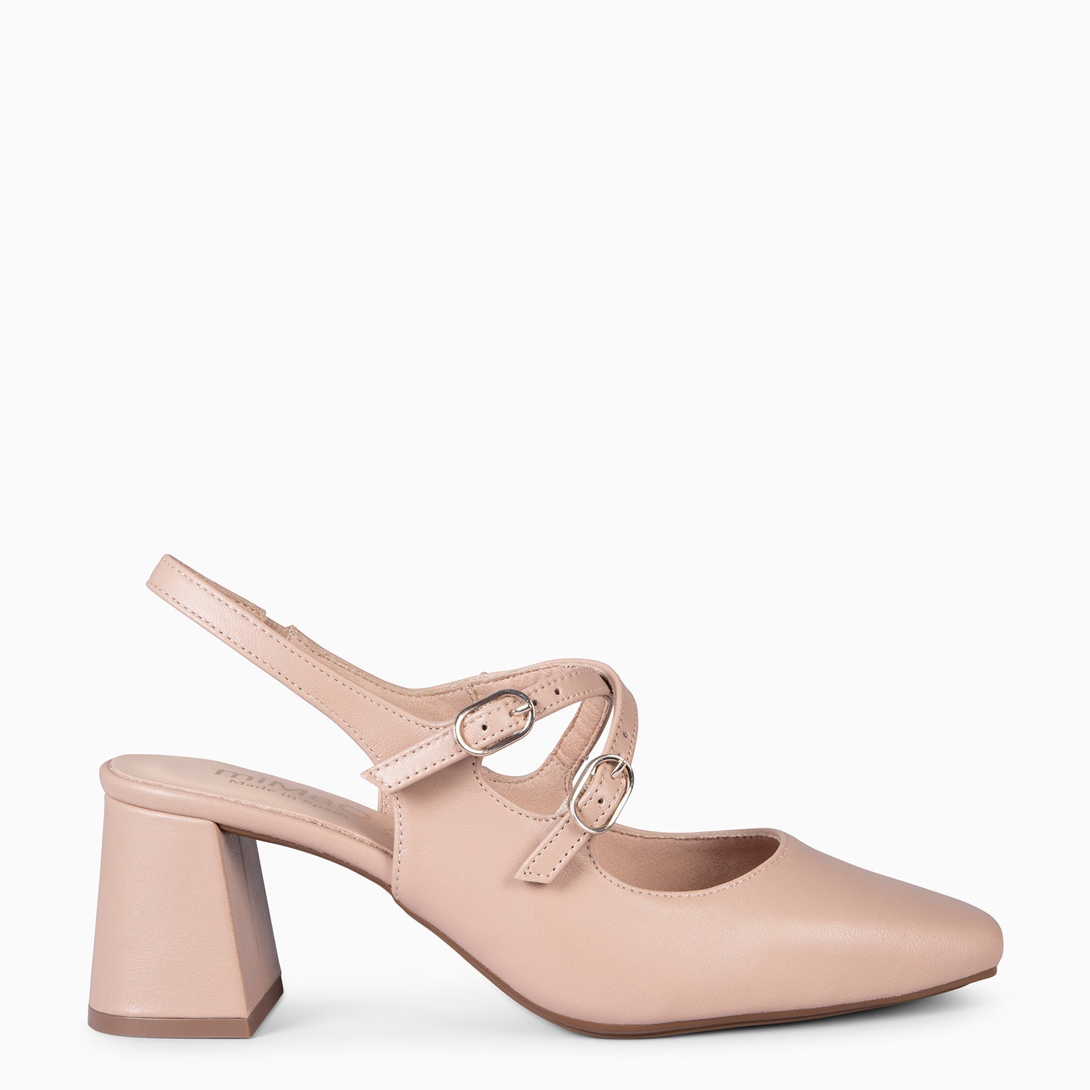 NAMIBIA - ZAPATOS DE MUJER DESTALONADOS DE TACÓN ANCHO NUDE