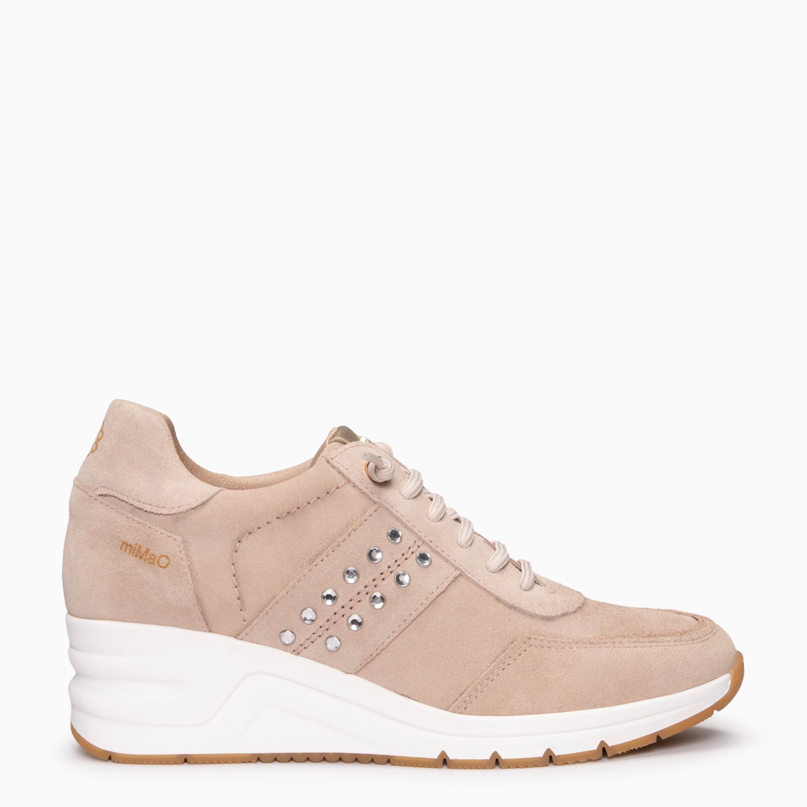 METZ - Zapatillas con cuña de ante ROSA CLARO