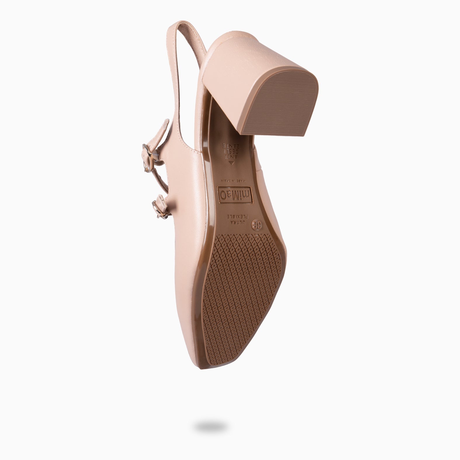 NAMIBIA - ZAPATOS DE MUJER DESTALONADOS DE TACÓN ANCHO NUDE