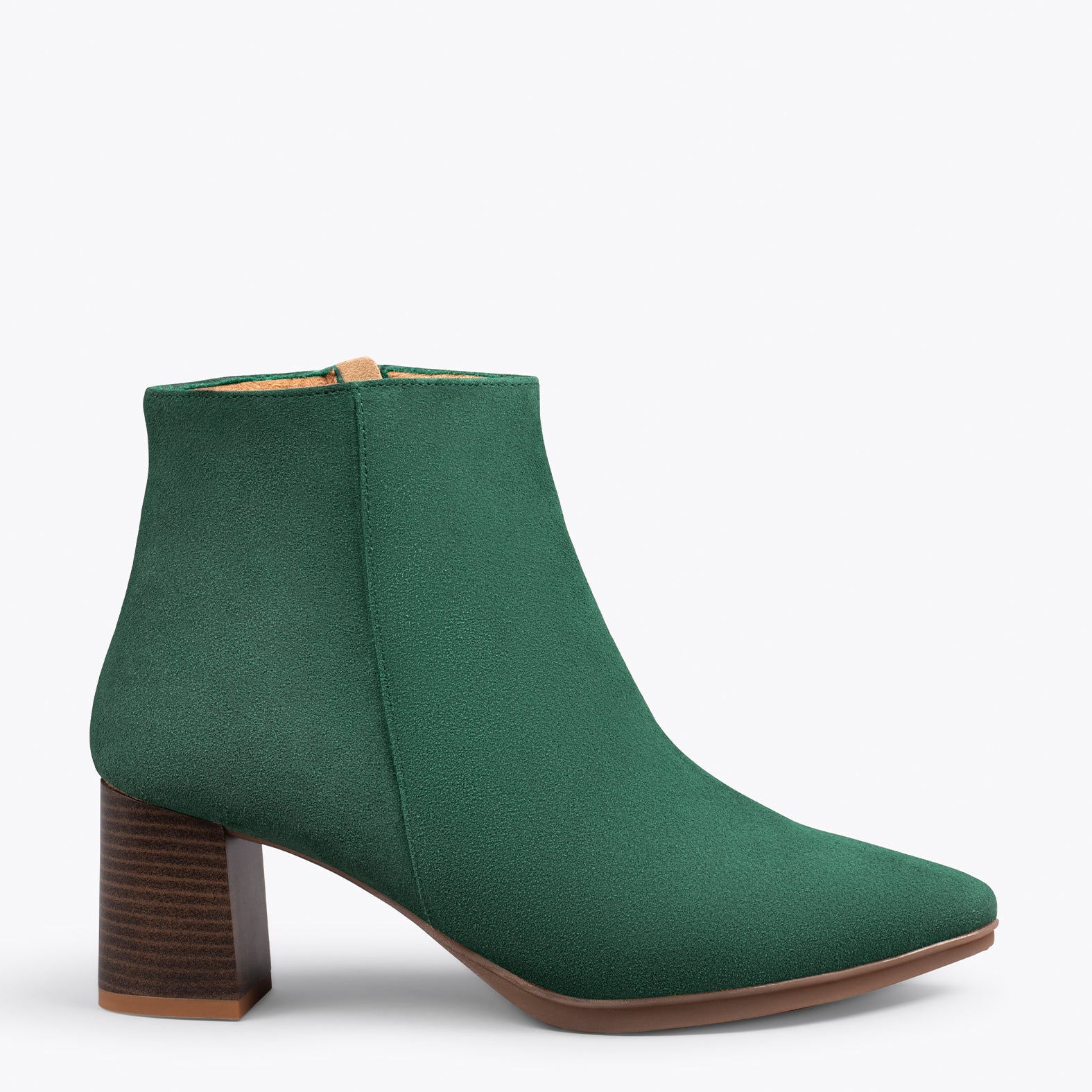 CITY - Botines de tacón ancho y punta fina VERDE