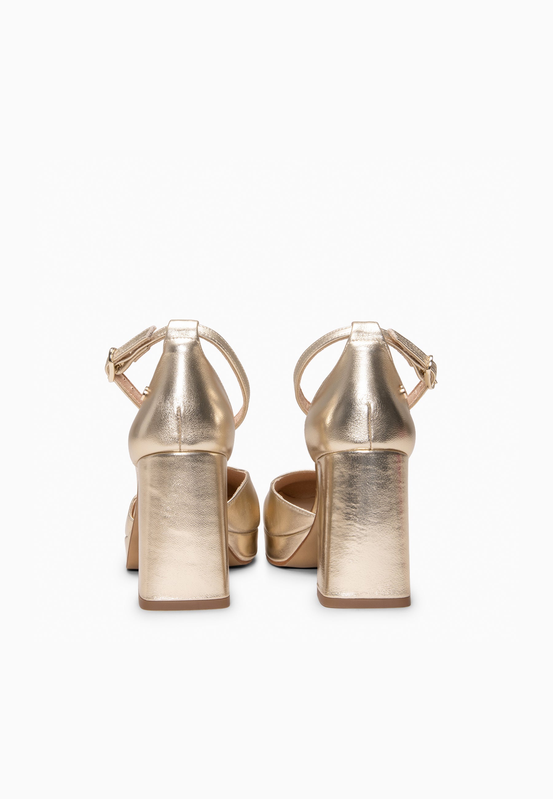 MEGAN - Zapatos con tacón ancho y plataforma PLATINO