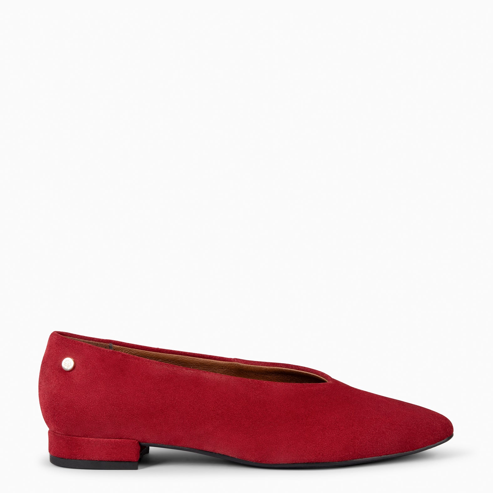 URBAN LACY - Bailarina con tacón bajo en piel de serraje ROJO