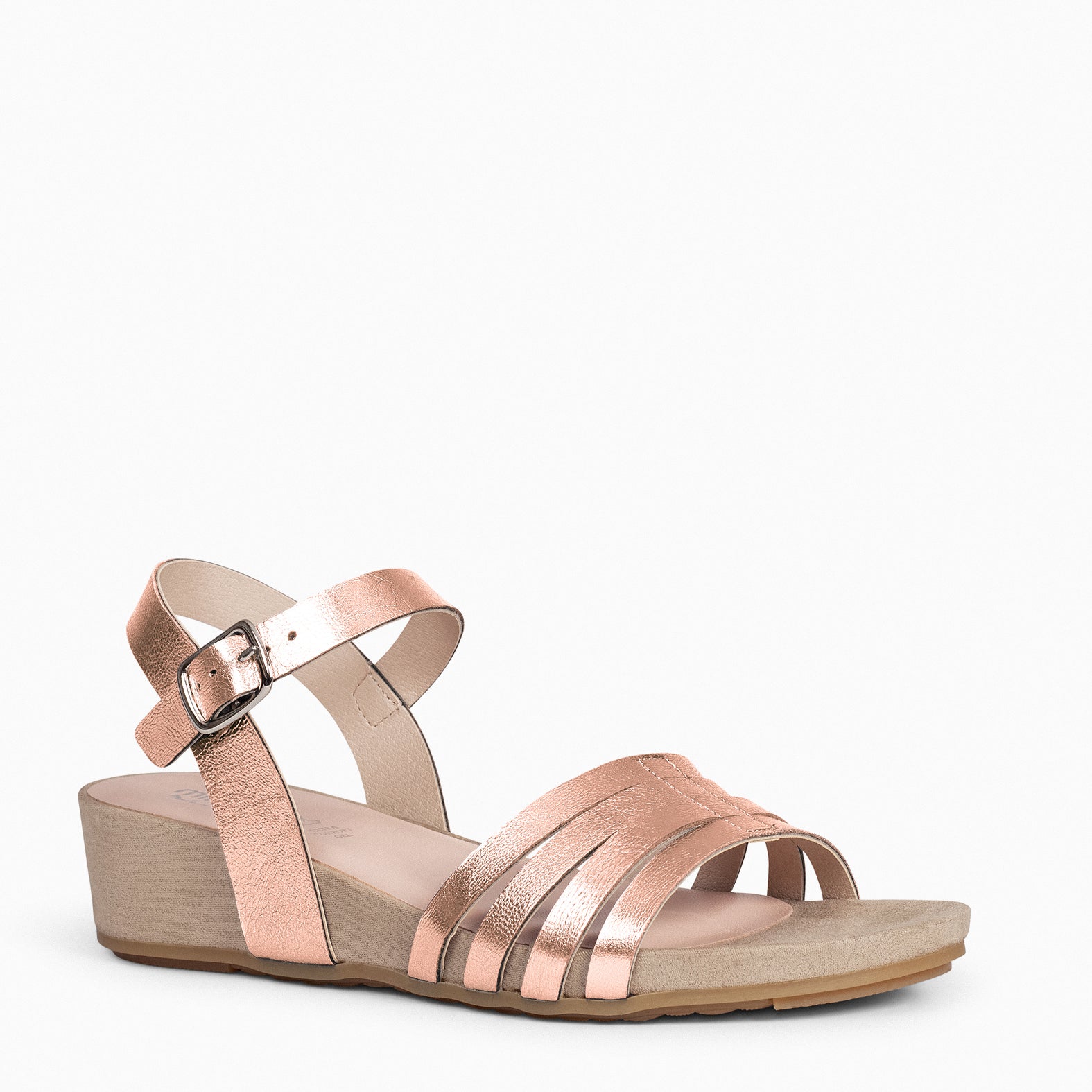 MESINA - Sandalias de cuña y tiras metalizadas ROSA