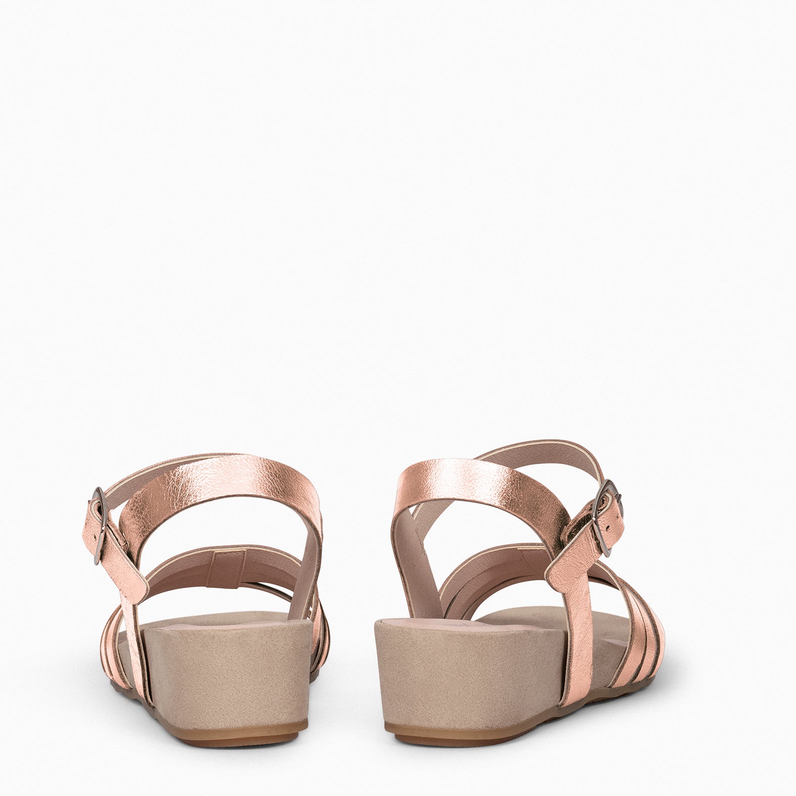 MESINA - Sandalias de cuña y tiras metalizadas ROSA