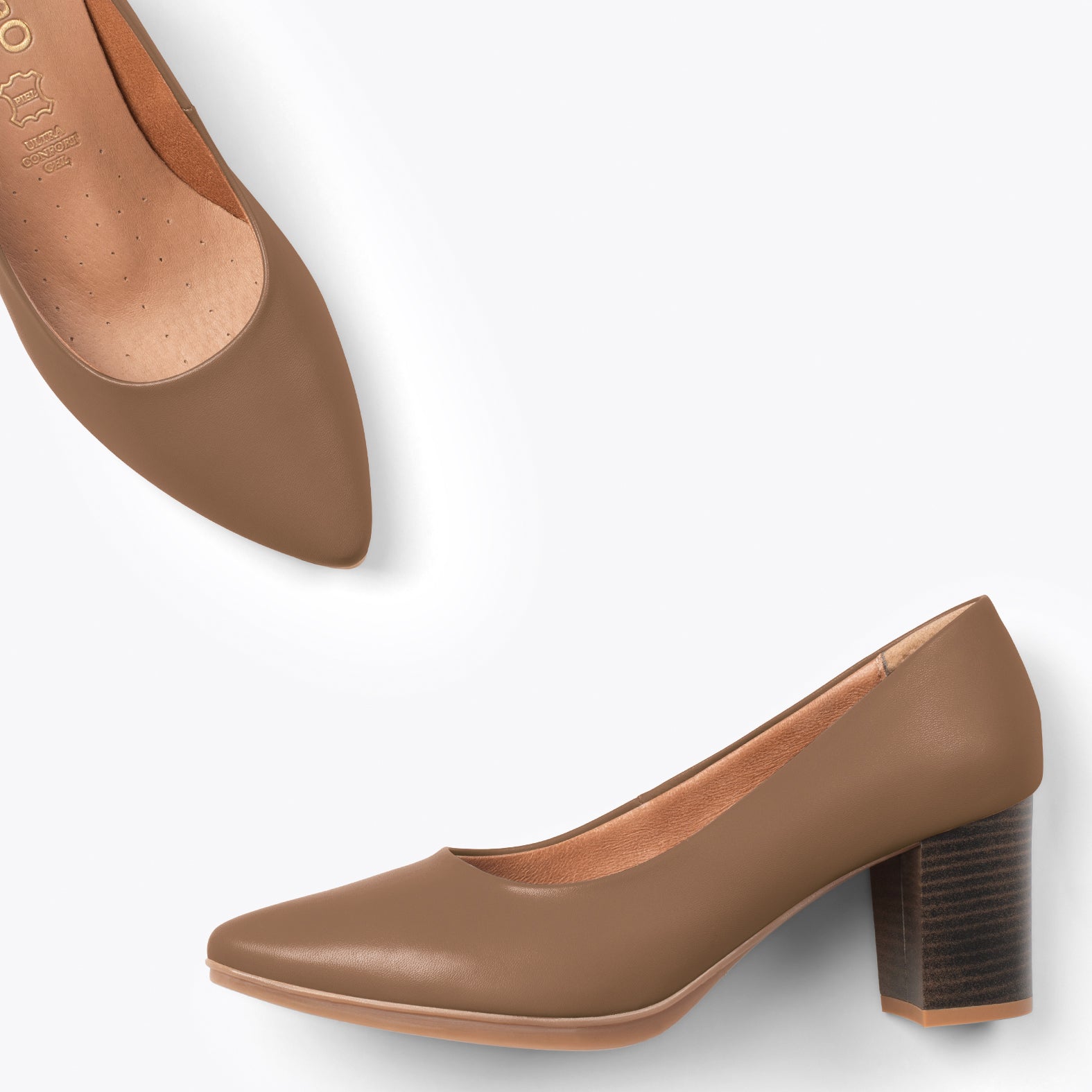 URBAN S SALON – Zapatos de tacón medio de napa MARRÓN