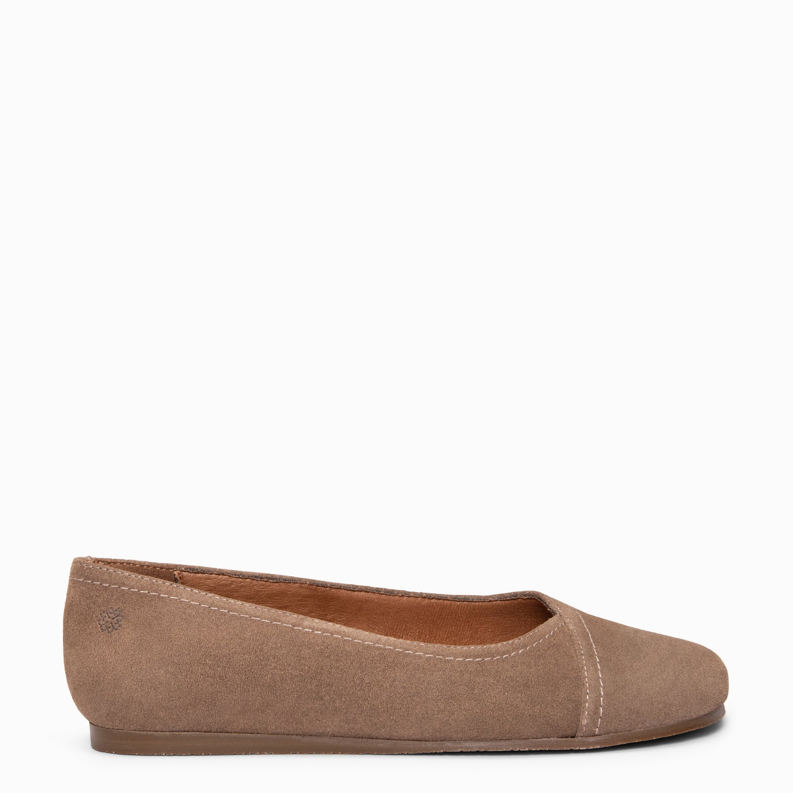 PLUMA - Bailarina baresoft de serraje en TAUPE