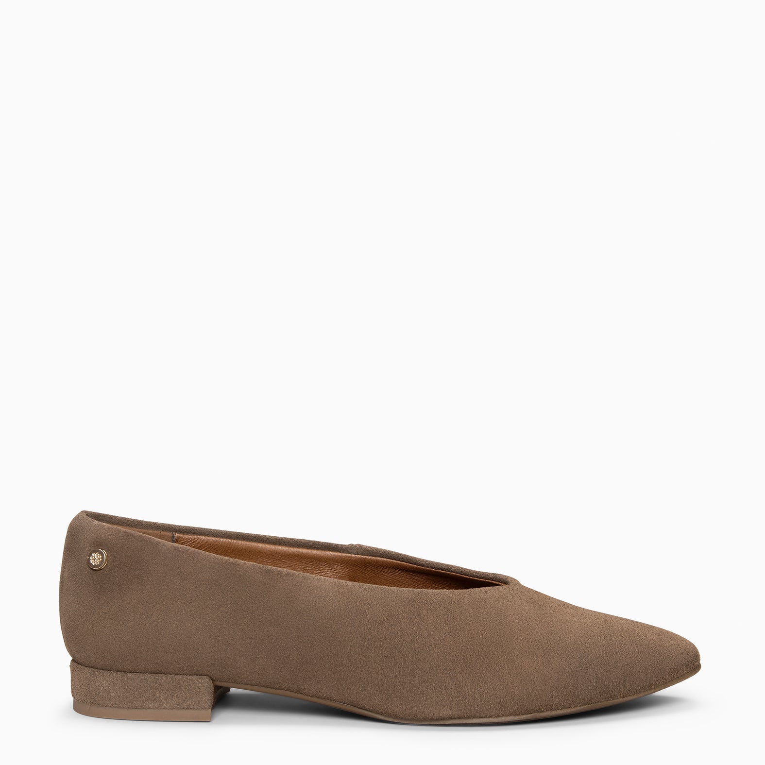 URBAN LACY - Bailarina con tacón bajo en piel de serraje TAUPE