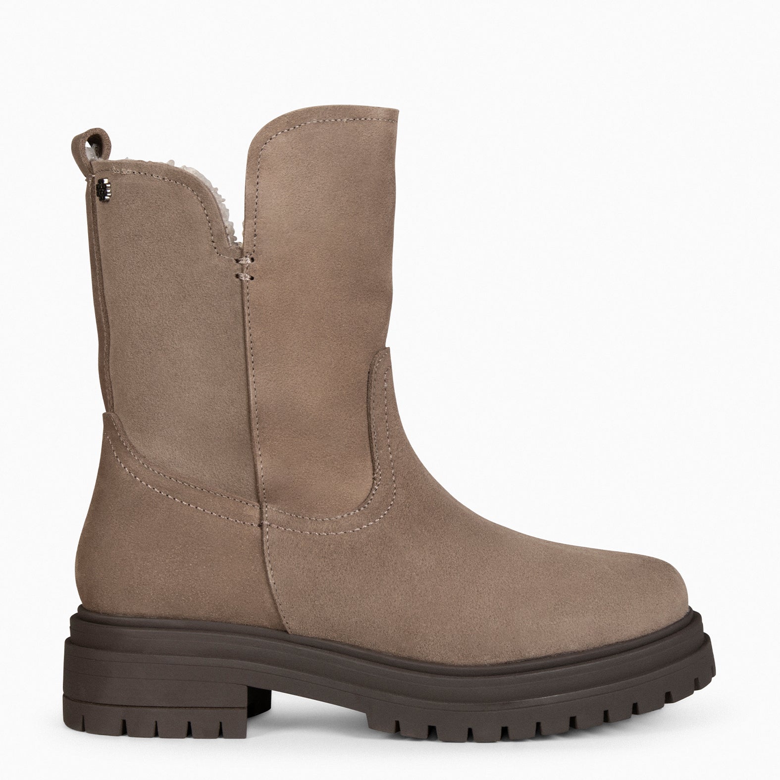 LAPONIA – Botin de mujer de piel de borrego TAUPE