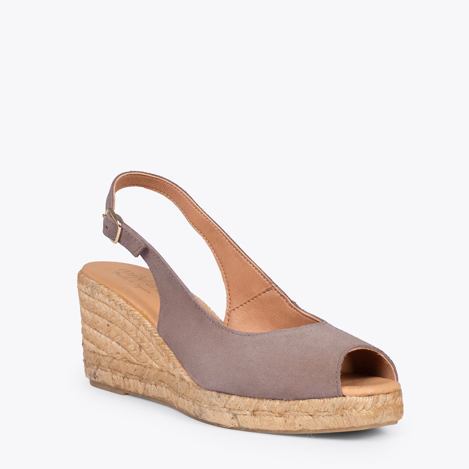 BALERMA – Cuñas de esparto altas de serraje TAUPE