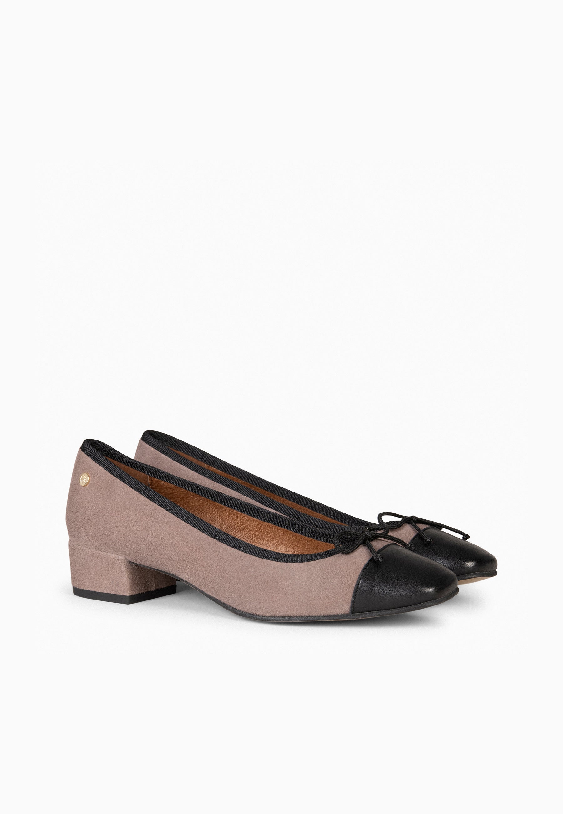 GLAMOUR - Bailarinas TAUPE con tacón y puntera NEGRO