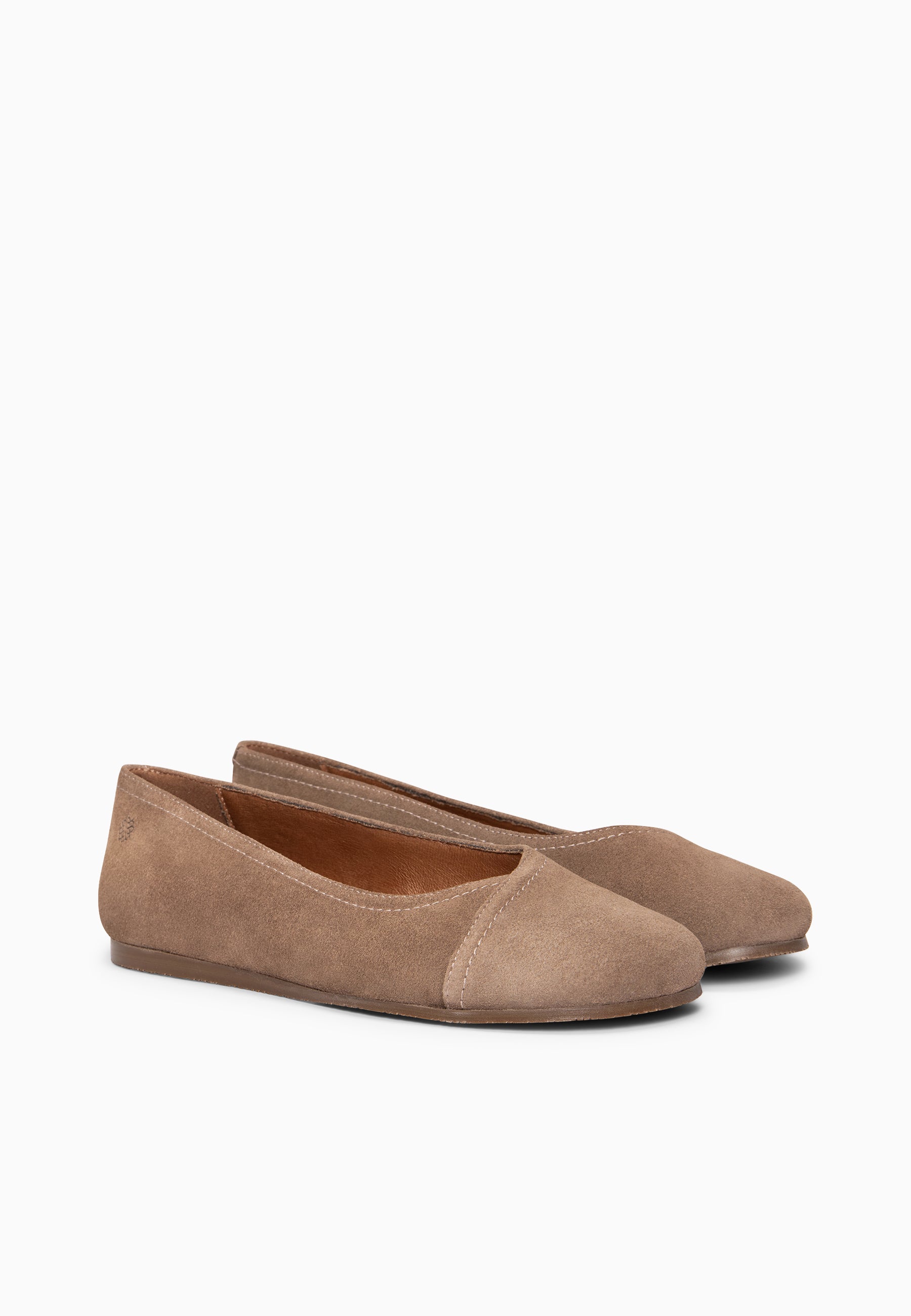 PLUMA - Bailarina baresoft de serraje en TAUPE