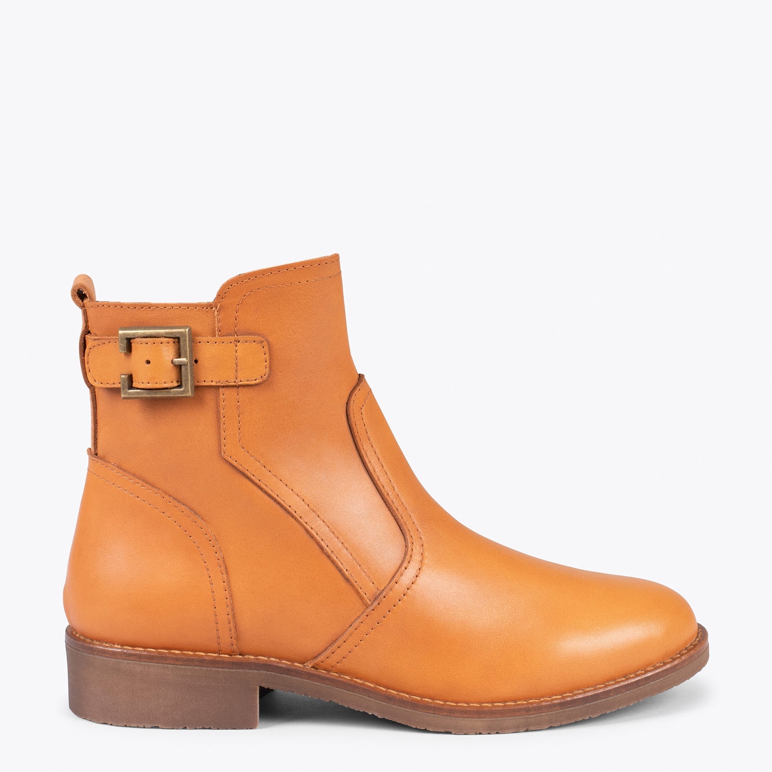 BIKER – Botines bajos con hebilla MARRÓN