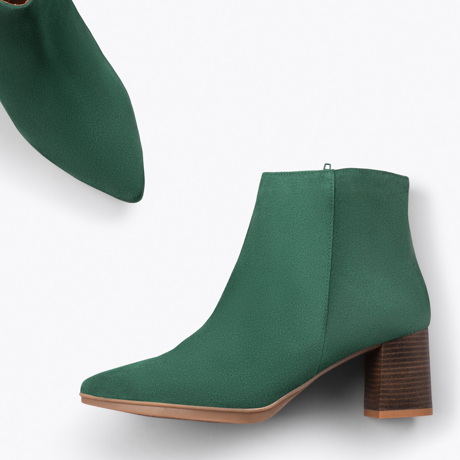 CITY - Botines de tacón ancho y punta fina VERDE