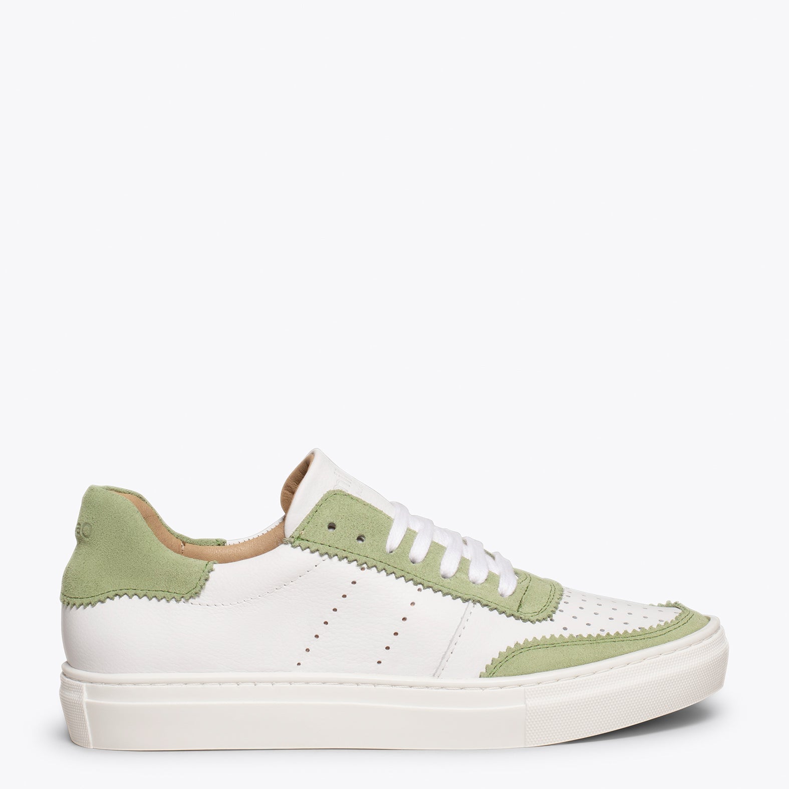 ROLLER Zapatillas Blancas de mujer con festón VERDE