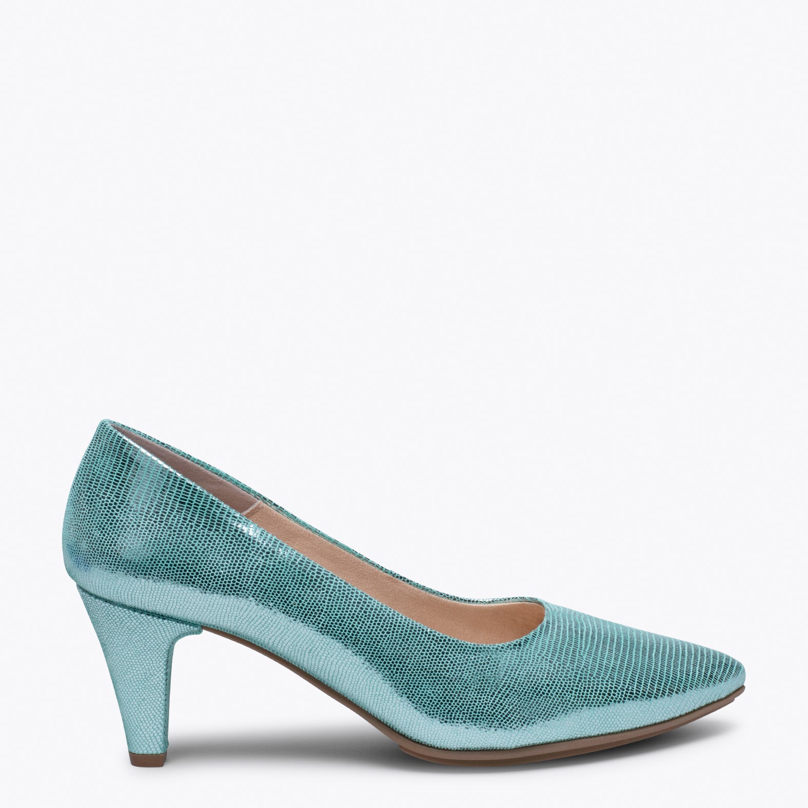 URBAN DIAMOND Zapato de tacón de piel metalizada TURQUESA