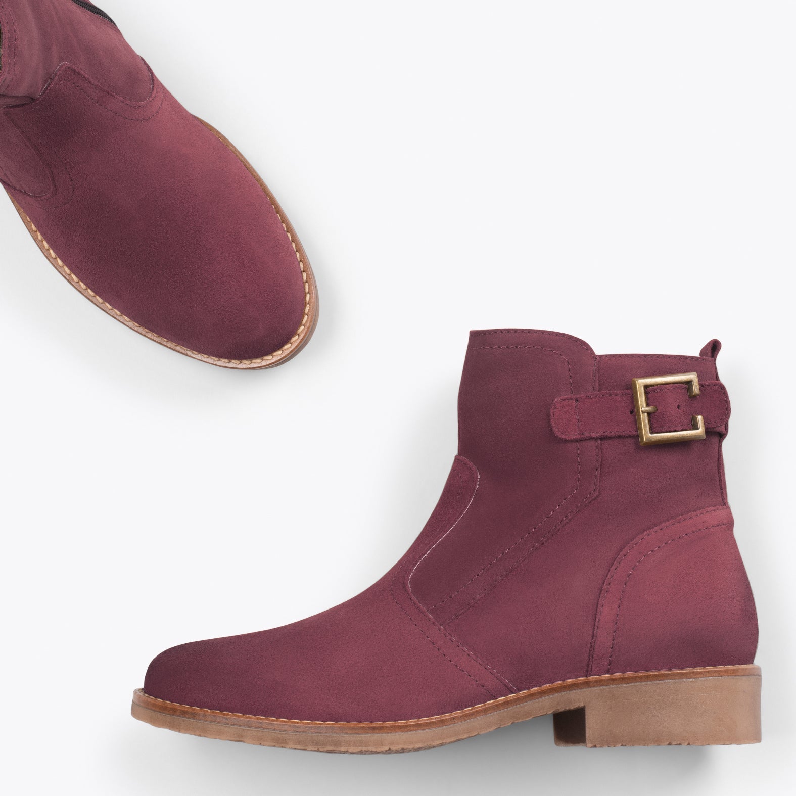 BIKER – Botines bajos con hebilla BURDEOS