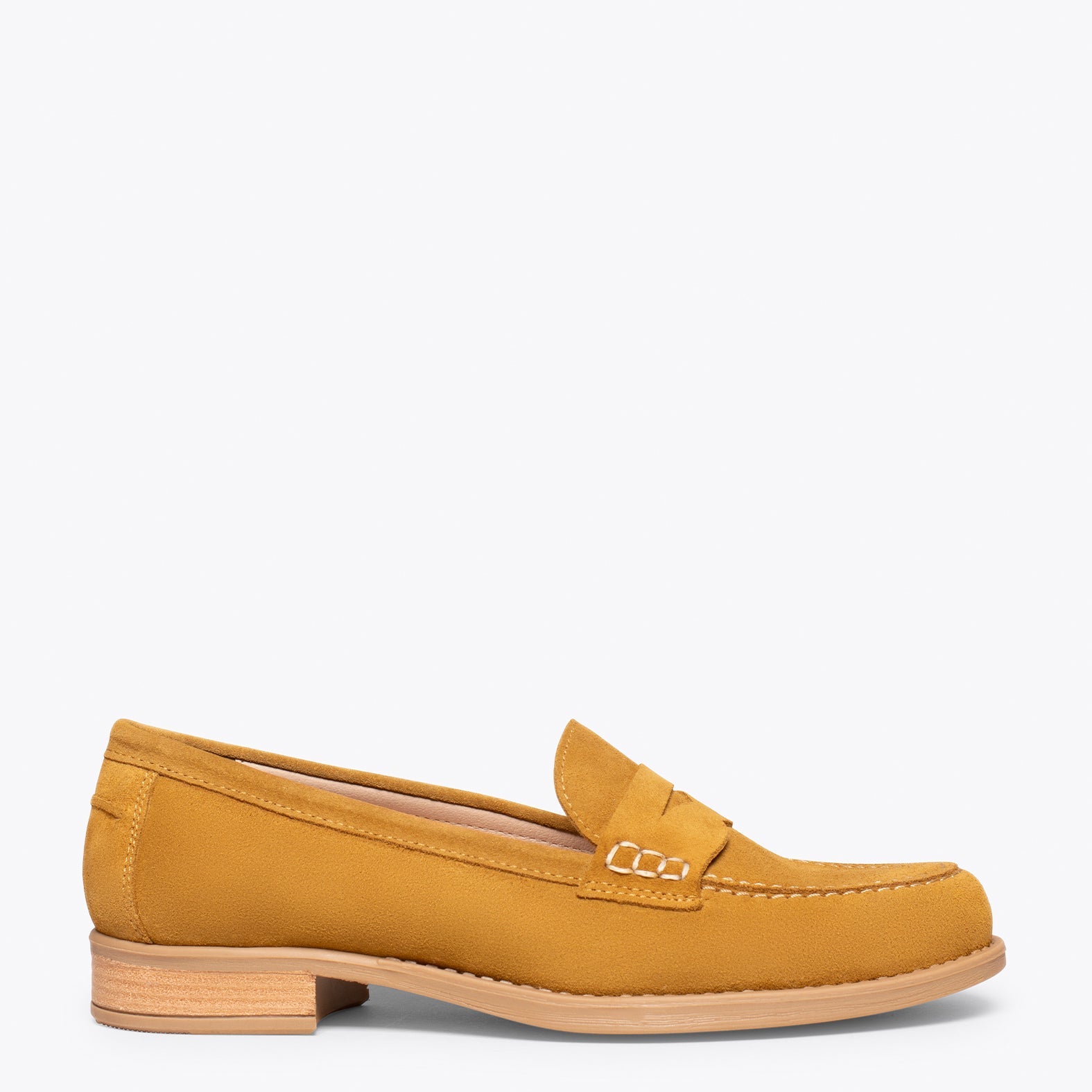 CASTELLANO - Mocasín de mujer con tacón bajo CAMEL