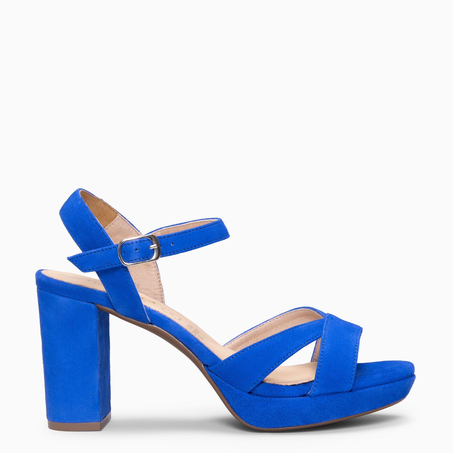 PARIS – Sandalias de fiesta con tacón alto y plataforma AZUL ELÉCTRICO