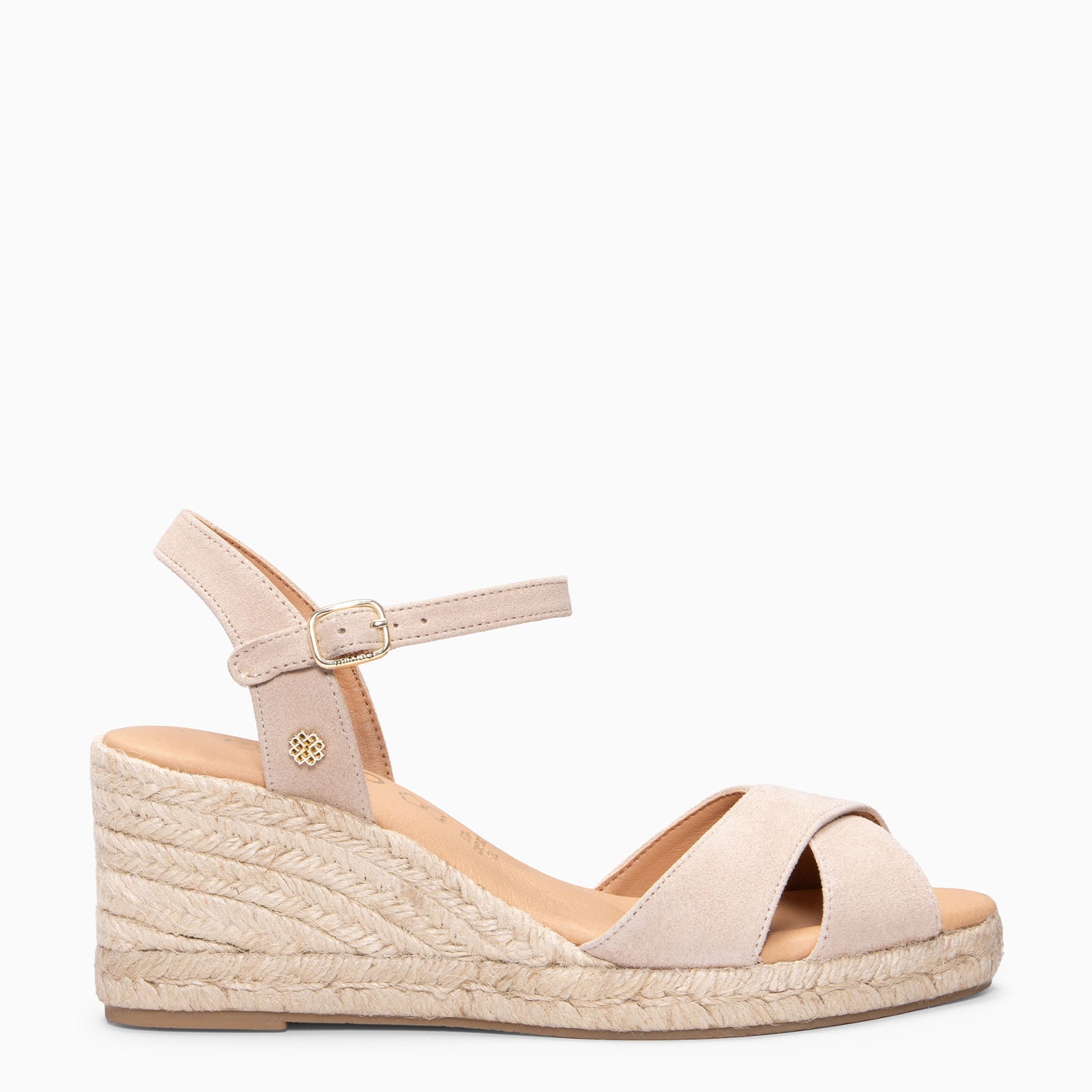 CALPE – Cuñas de Esparto artesanal con tiras y hebilla BEIGE