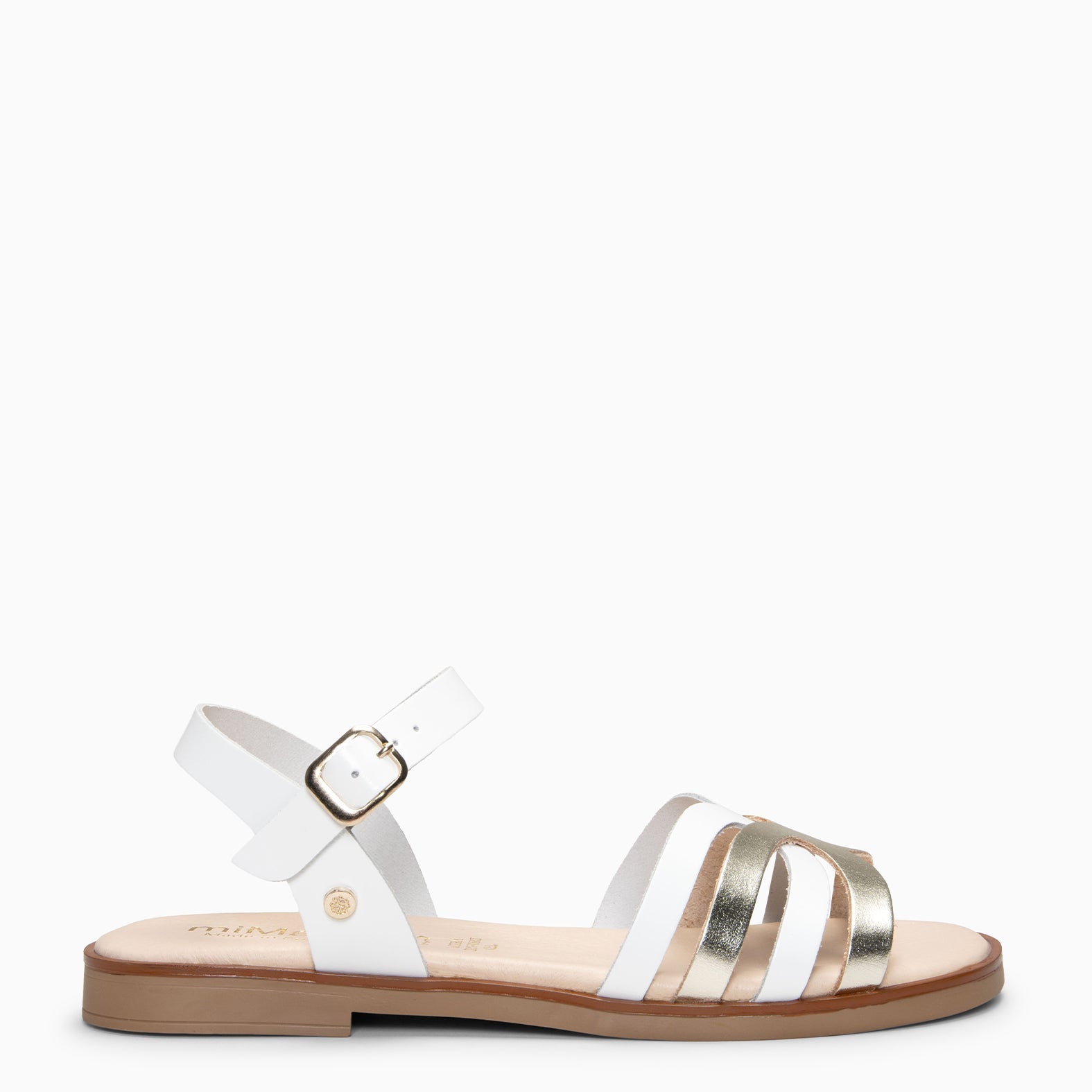 BELISA - sandalia plana de piel de vaquetilla en BLANCO PLATINO