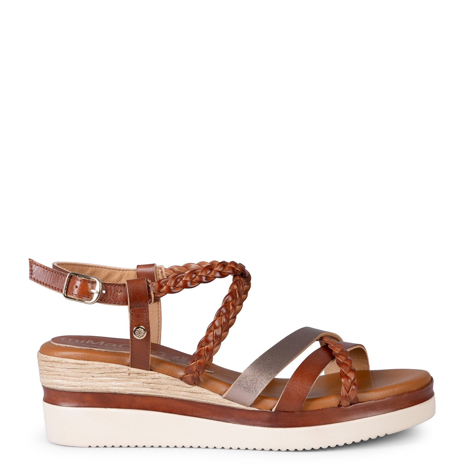 GLADYS - SANDALIA BICOLOR CON CUÑA CAMEL
