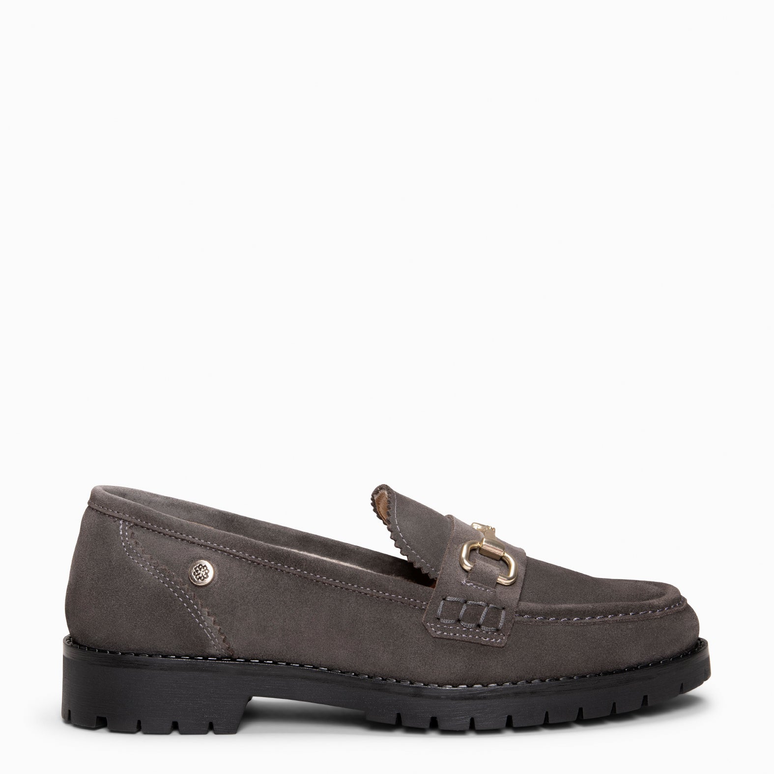 TREVILLA - Mocasín GRIS con aplique metálico