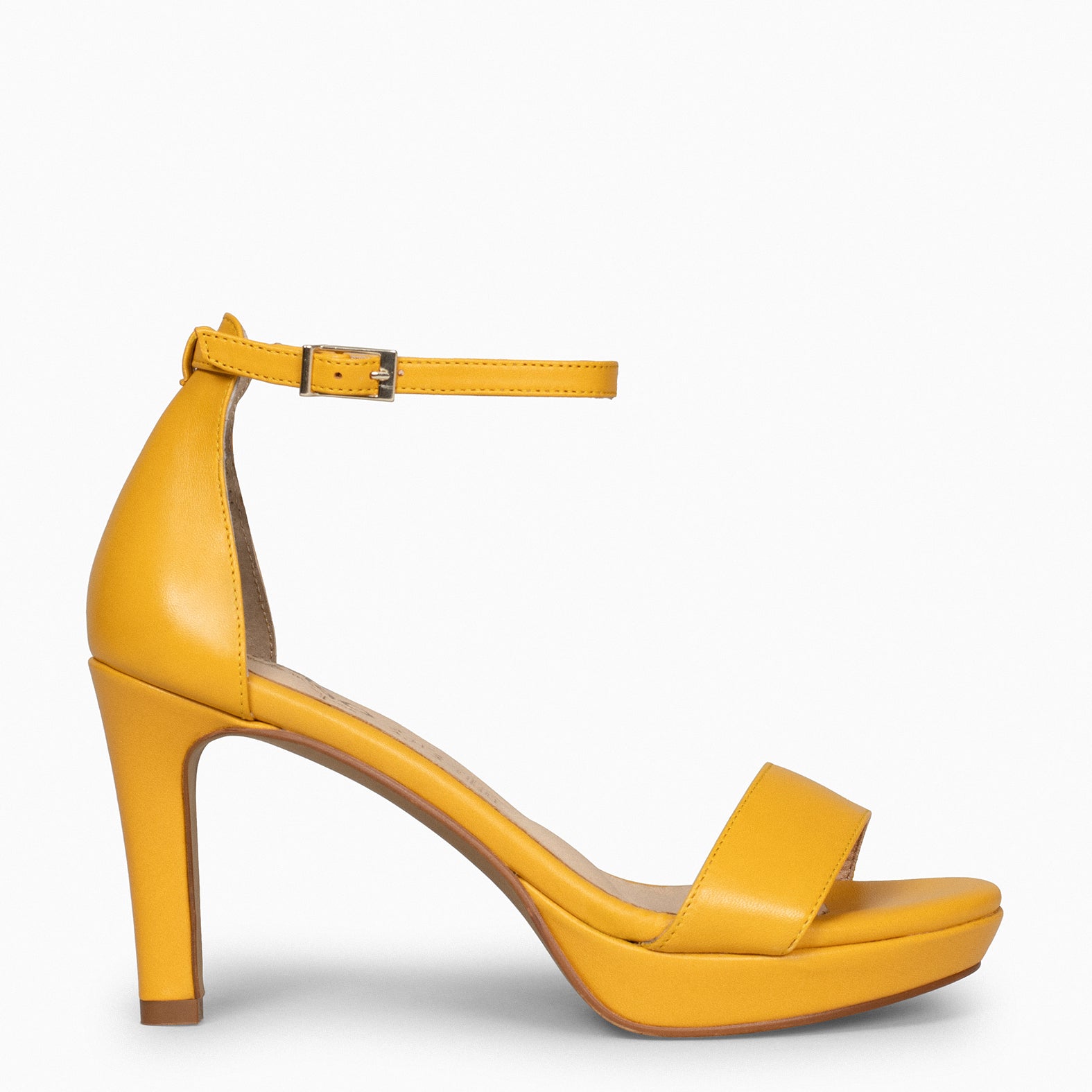 FIESTA - Sandalias de tacón alto y plataforma MOSTAZA