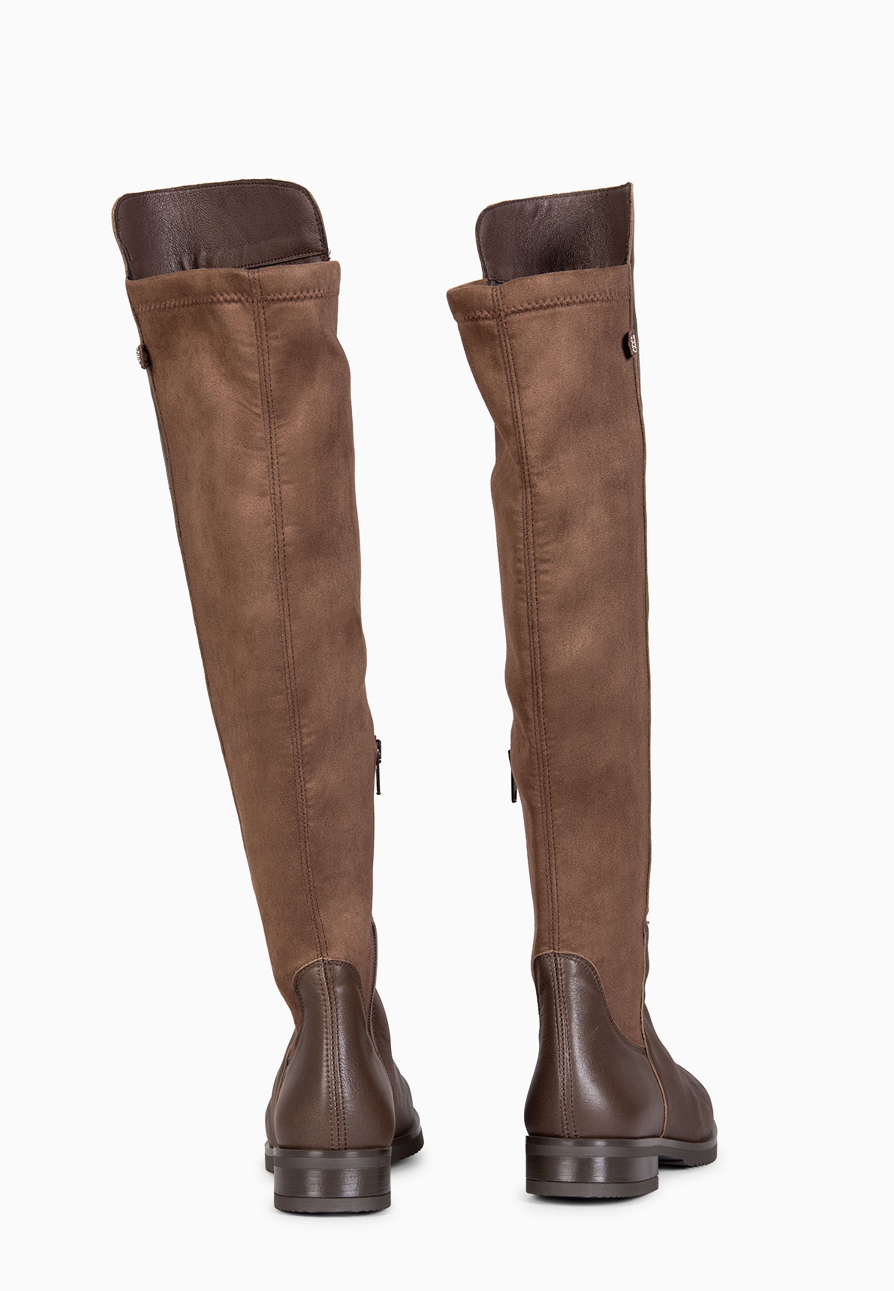 LIA - Bota alta de piel MARRON