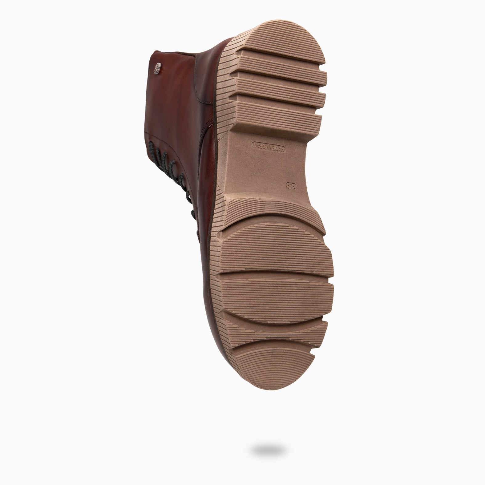 STONE - Botines militares de piel MARRON