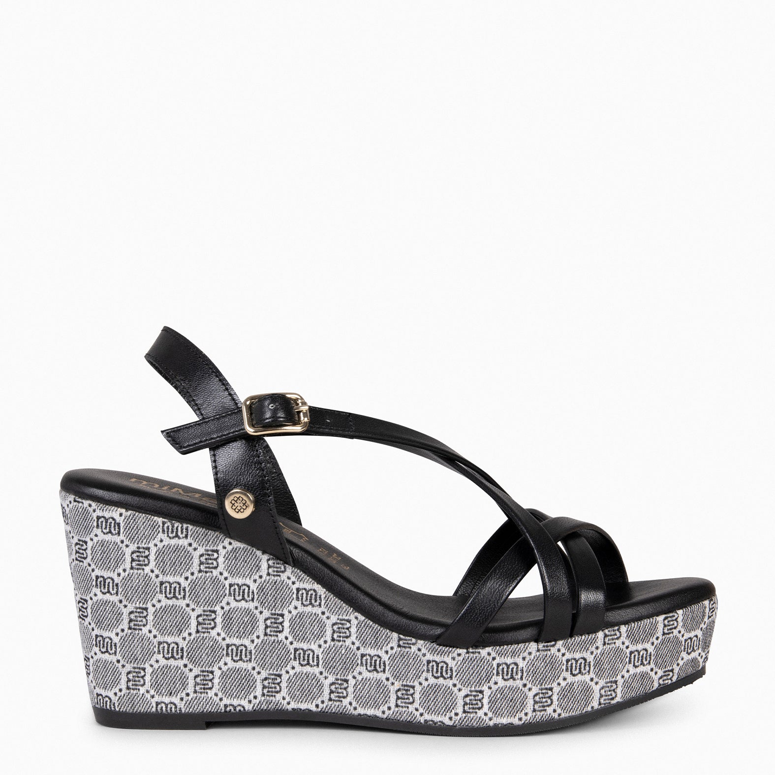 VALENTINA - Sandalias cuña NEGRO