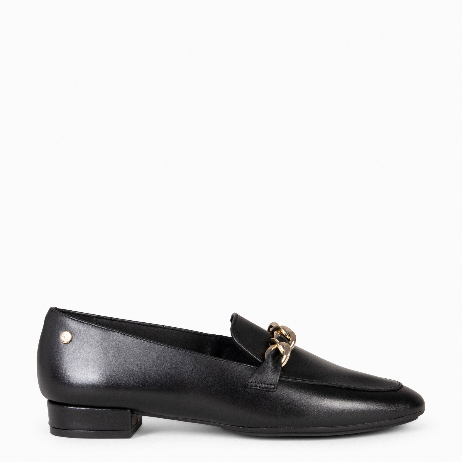 CHAIN - Mocasines planos con adorno metalizado NEGRO