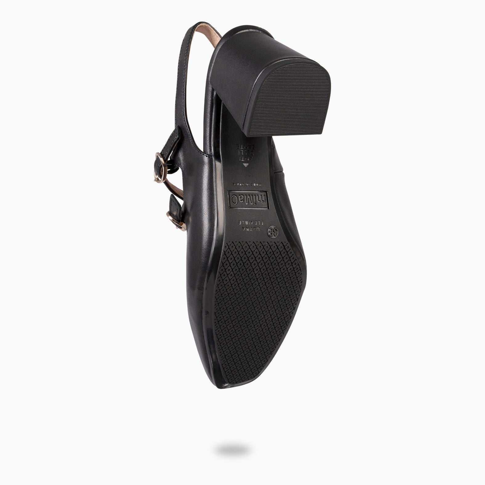 NAMIBIA - ZAPATOS DE MUJER DESTALONADOS DE TACÓN ANCHO NEGRO