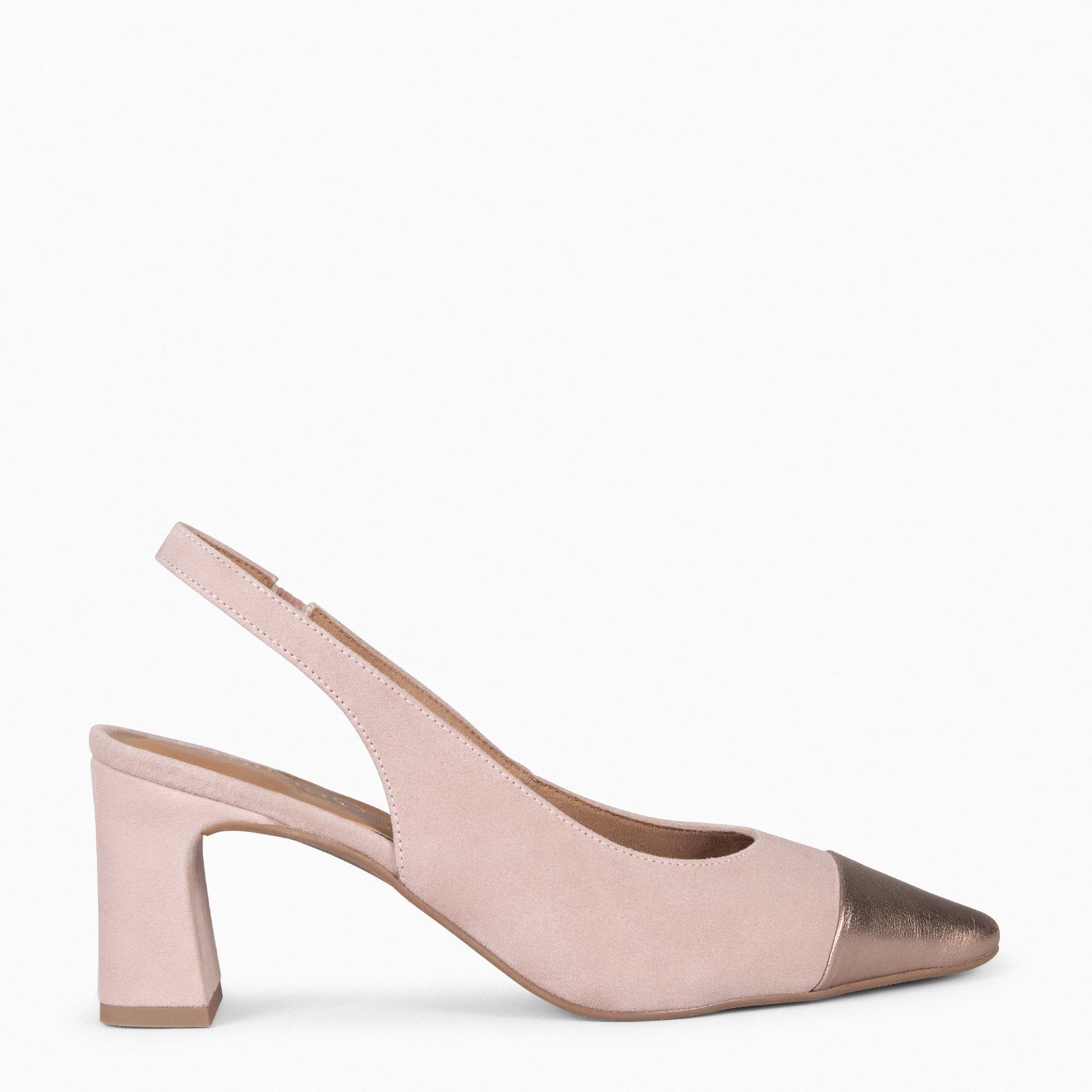 DIANA - Zapato NUDE con puntera PLATINO