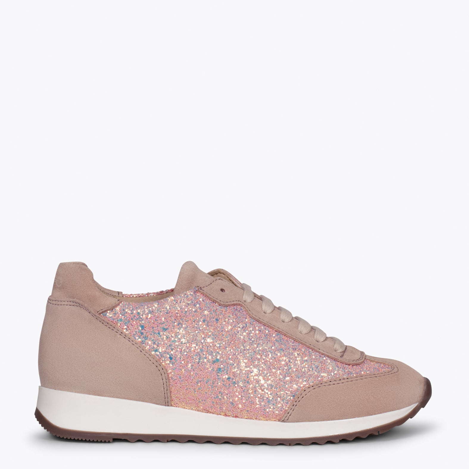 GLITTER - Deportivas de piel ROSAS para mujer