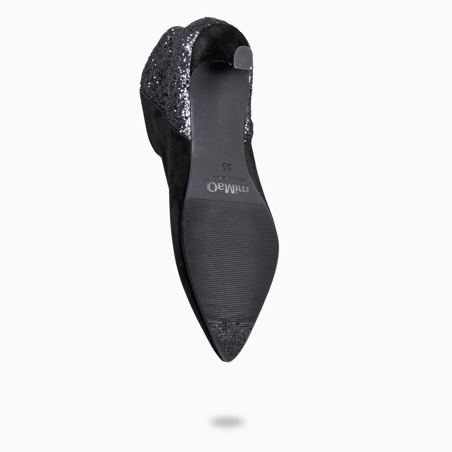 ROYAL - Botines tacón bajo NEGRO GLITTER serraje